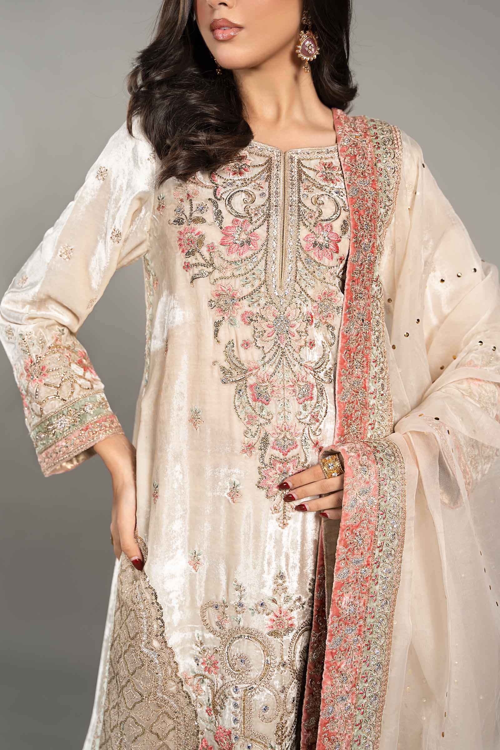 3 Piece Embroidered Velvet Suit