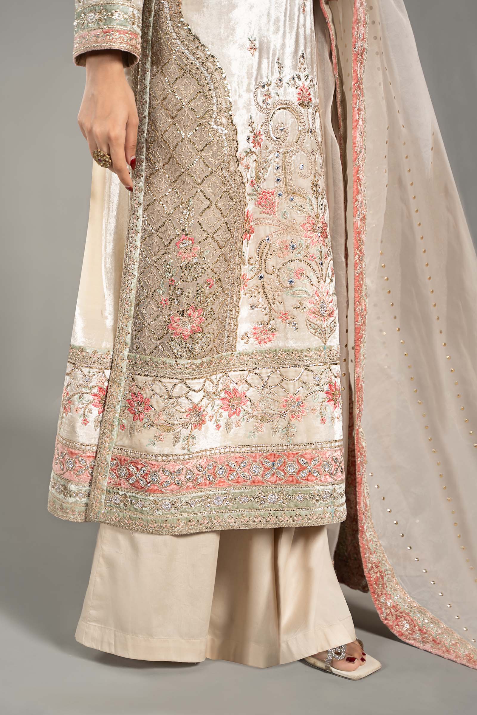 3 Piece Embroidered Velvet Suit