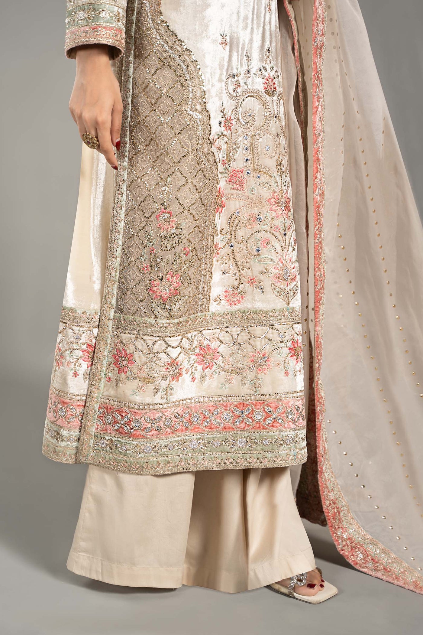 3 Piece Embroidered Velvet Suit