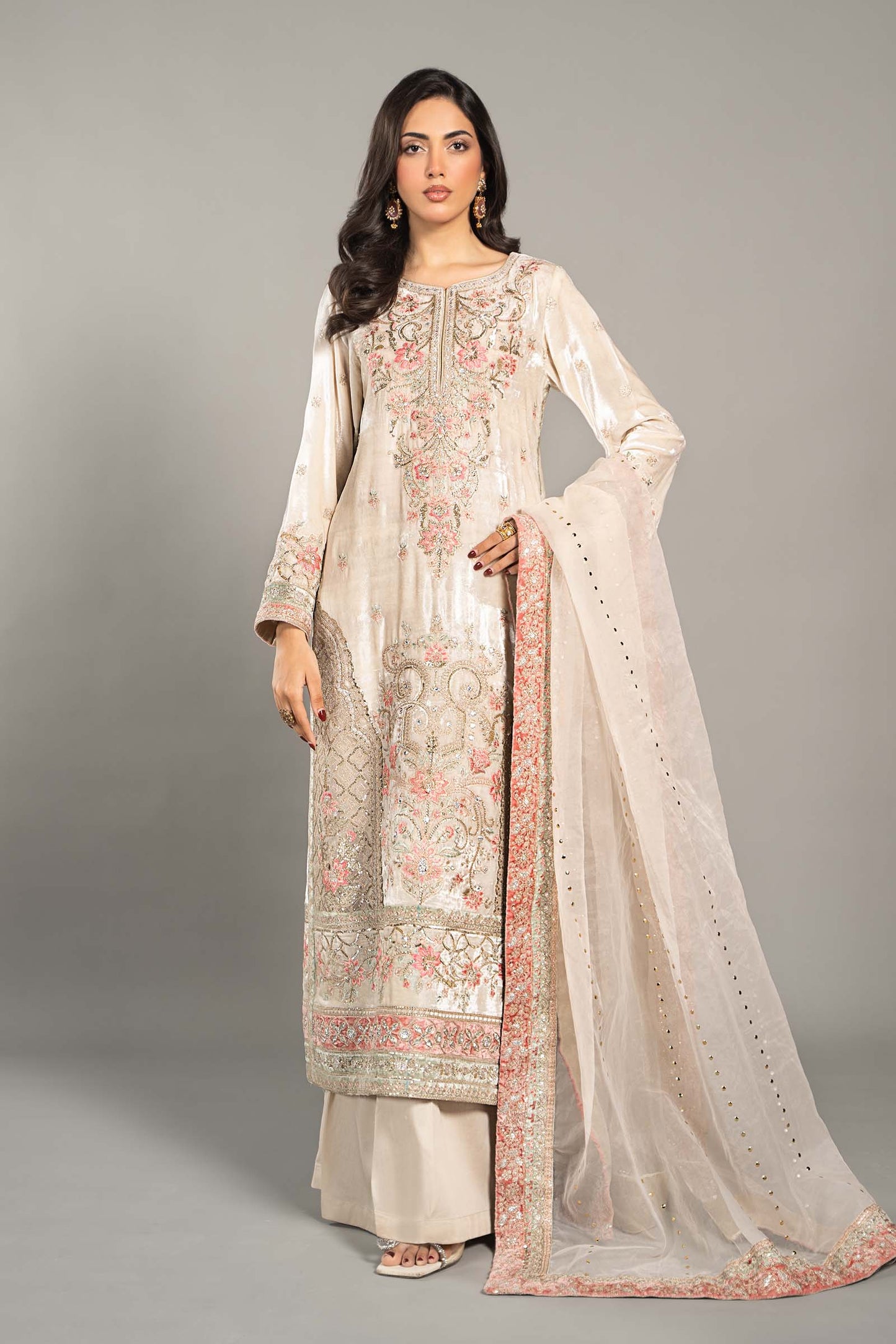 3 Piece Embroidered Velvet Suit