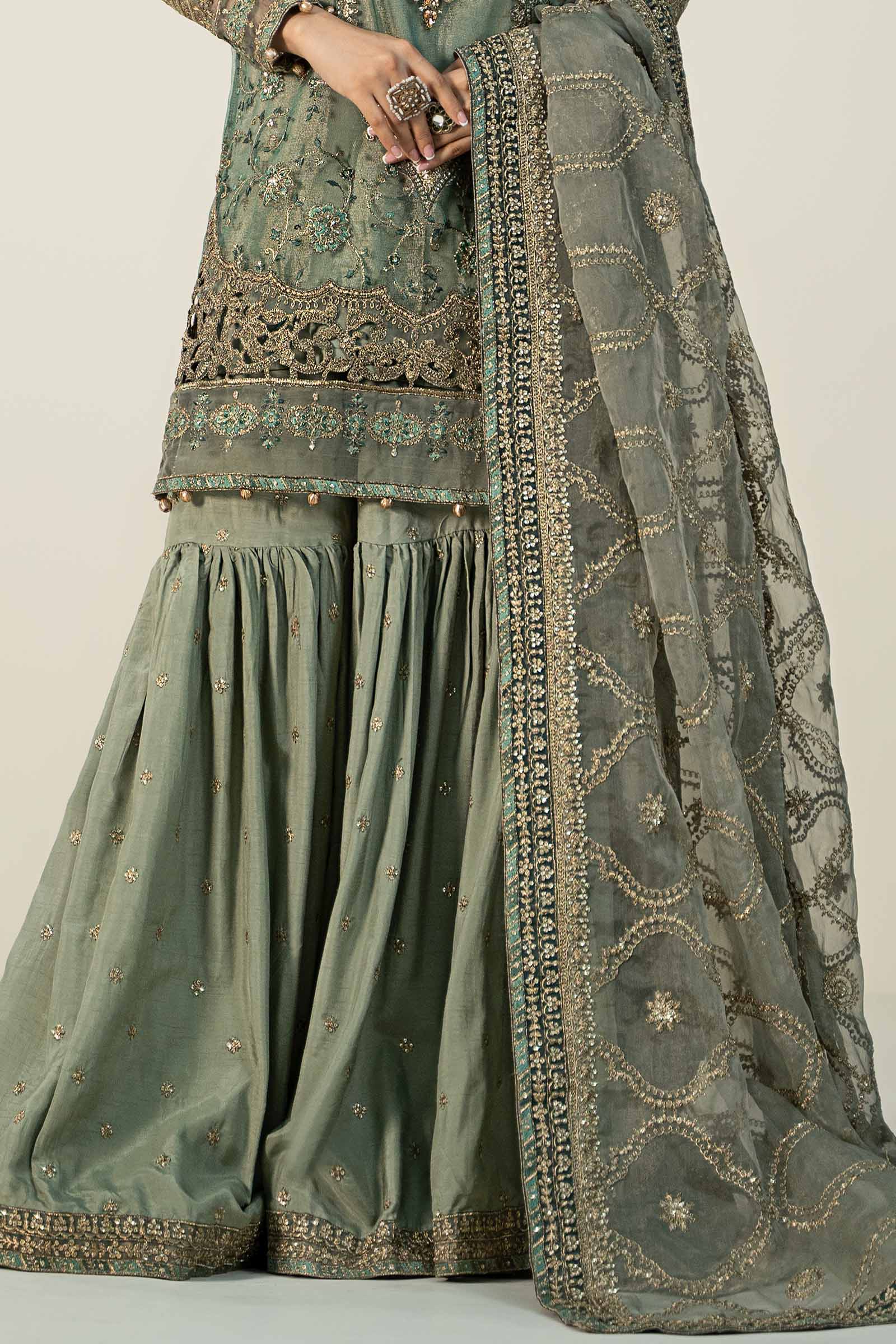 3 Piece Embroidered Zari Net Suit