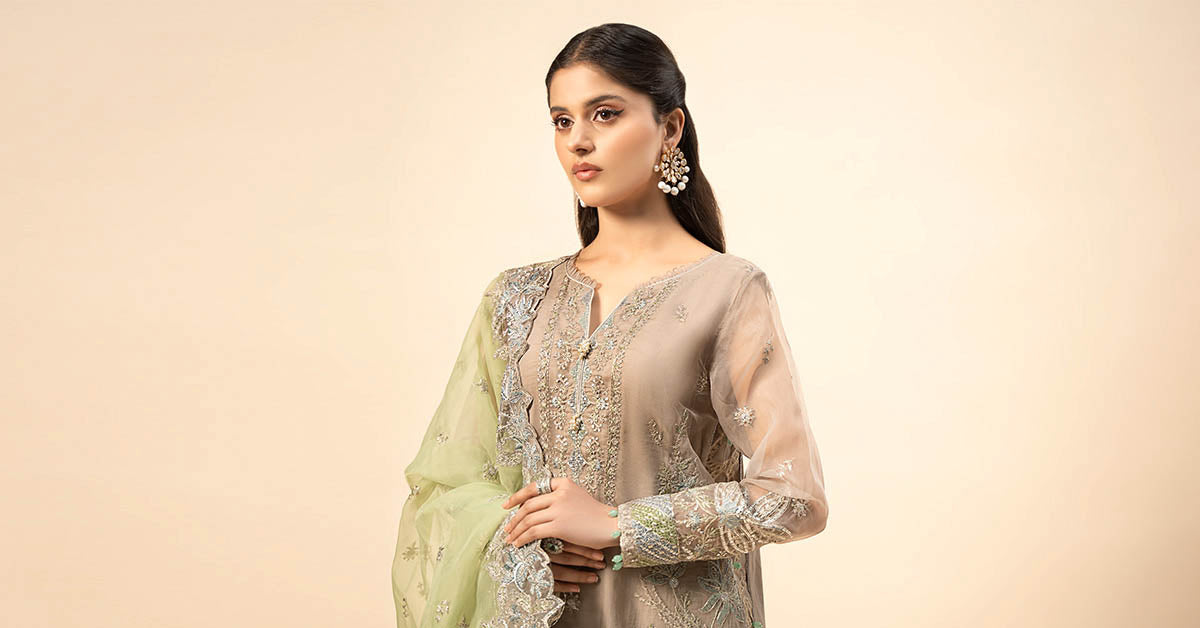 3 Piece Embroidered Raw Silk Suit