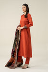 3 Piece Embroidered Raw Silk Suit