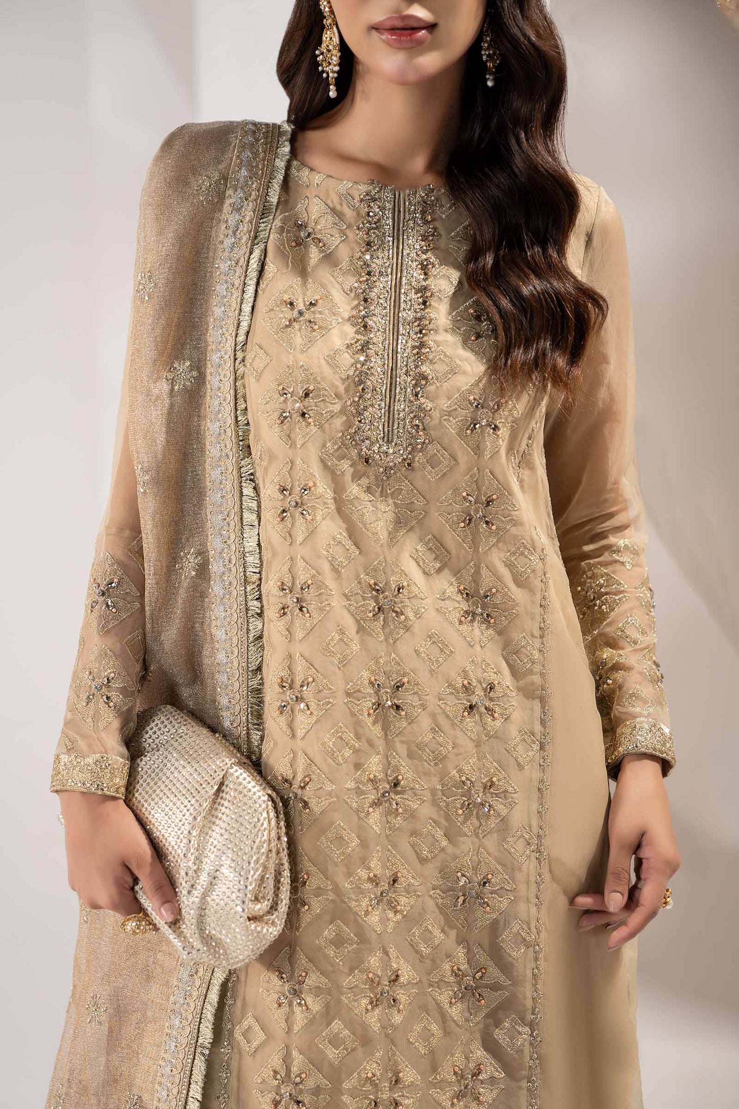 3 Piece Embroidered Organza Suit