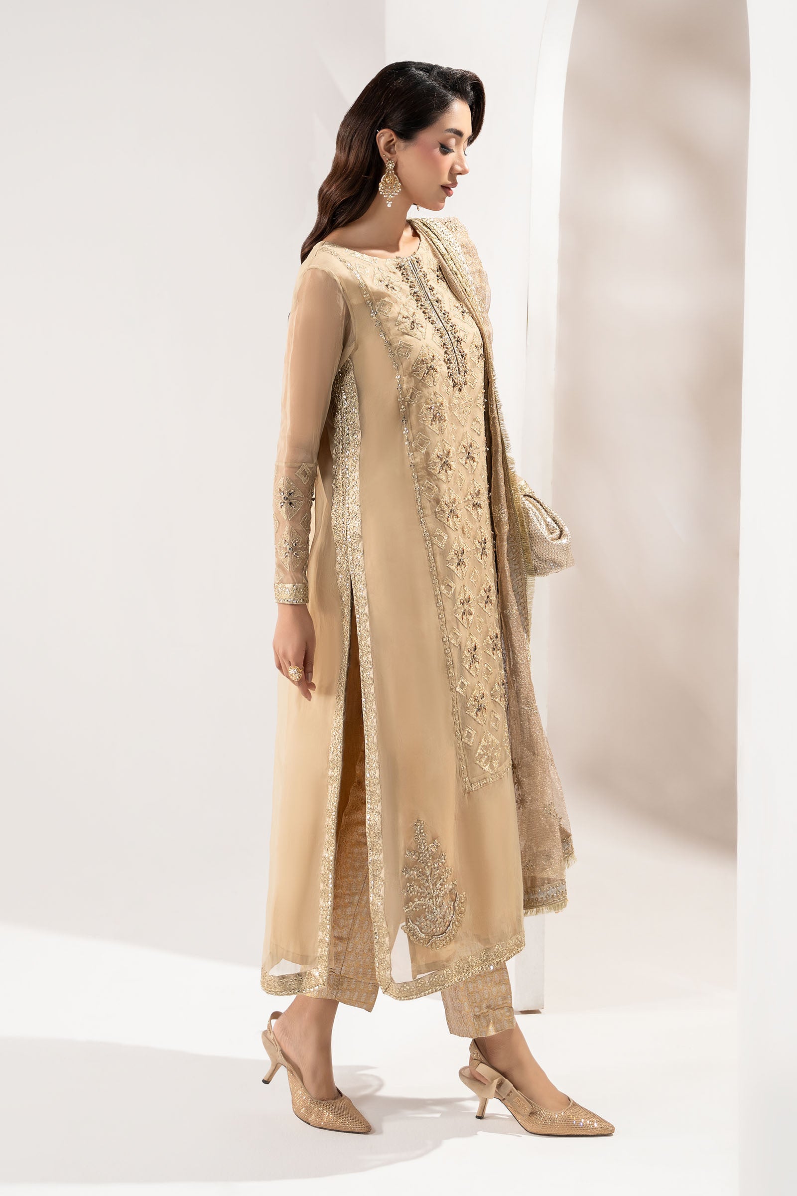 3 Piece Embroidered Organza Suit