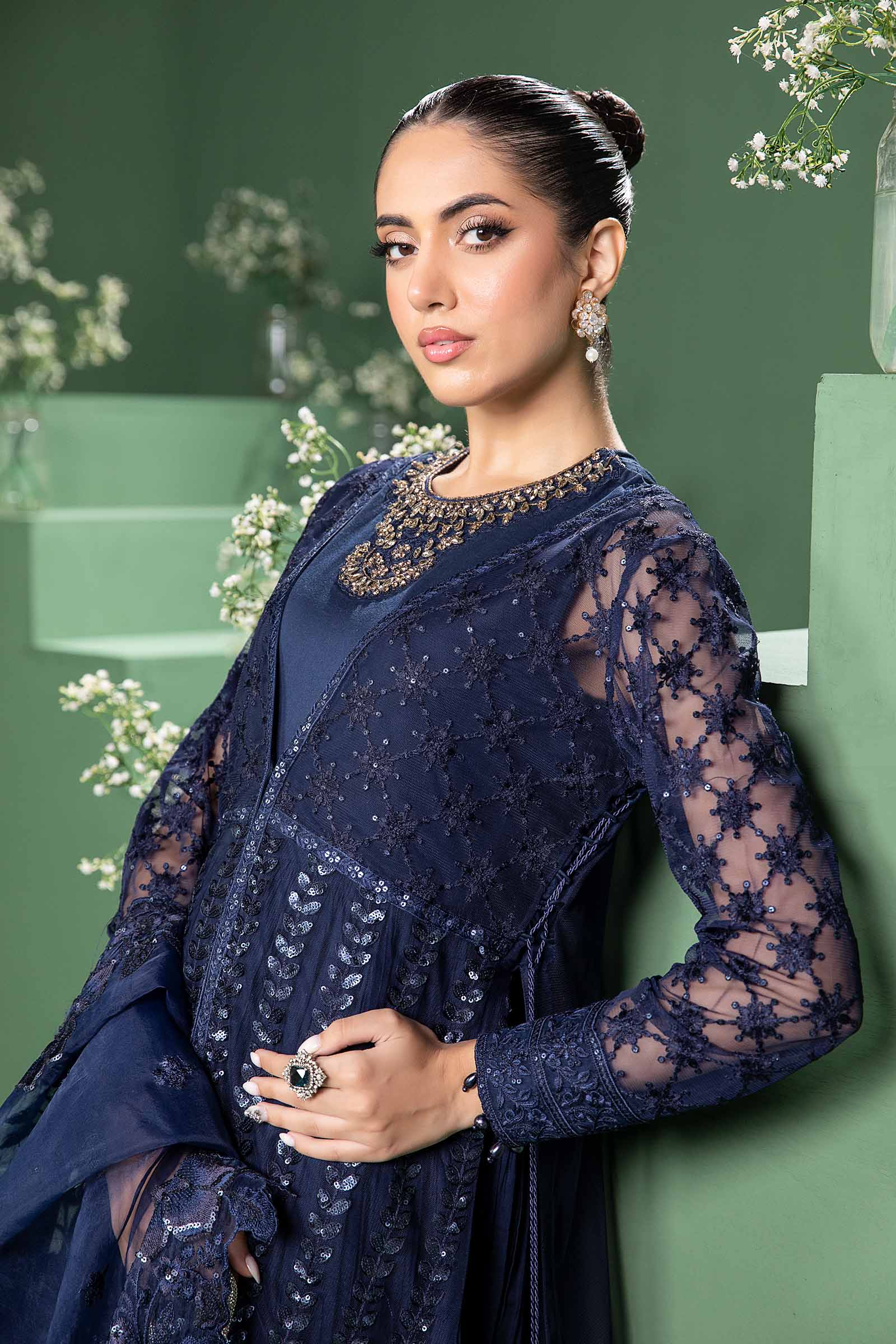 3 Piece Embroidered Net Suit