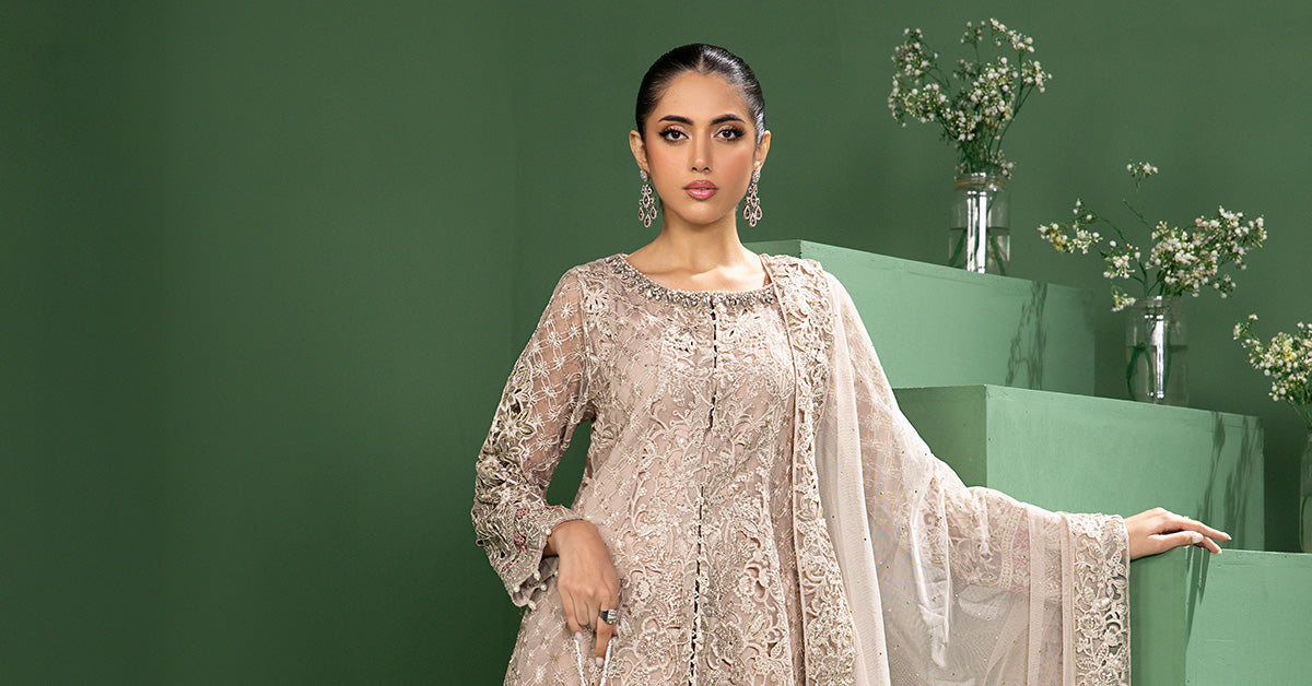 3 Piece Embroidered Organza Suit