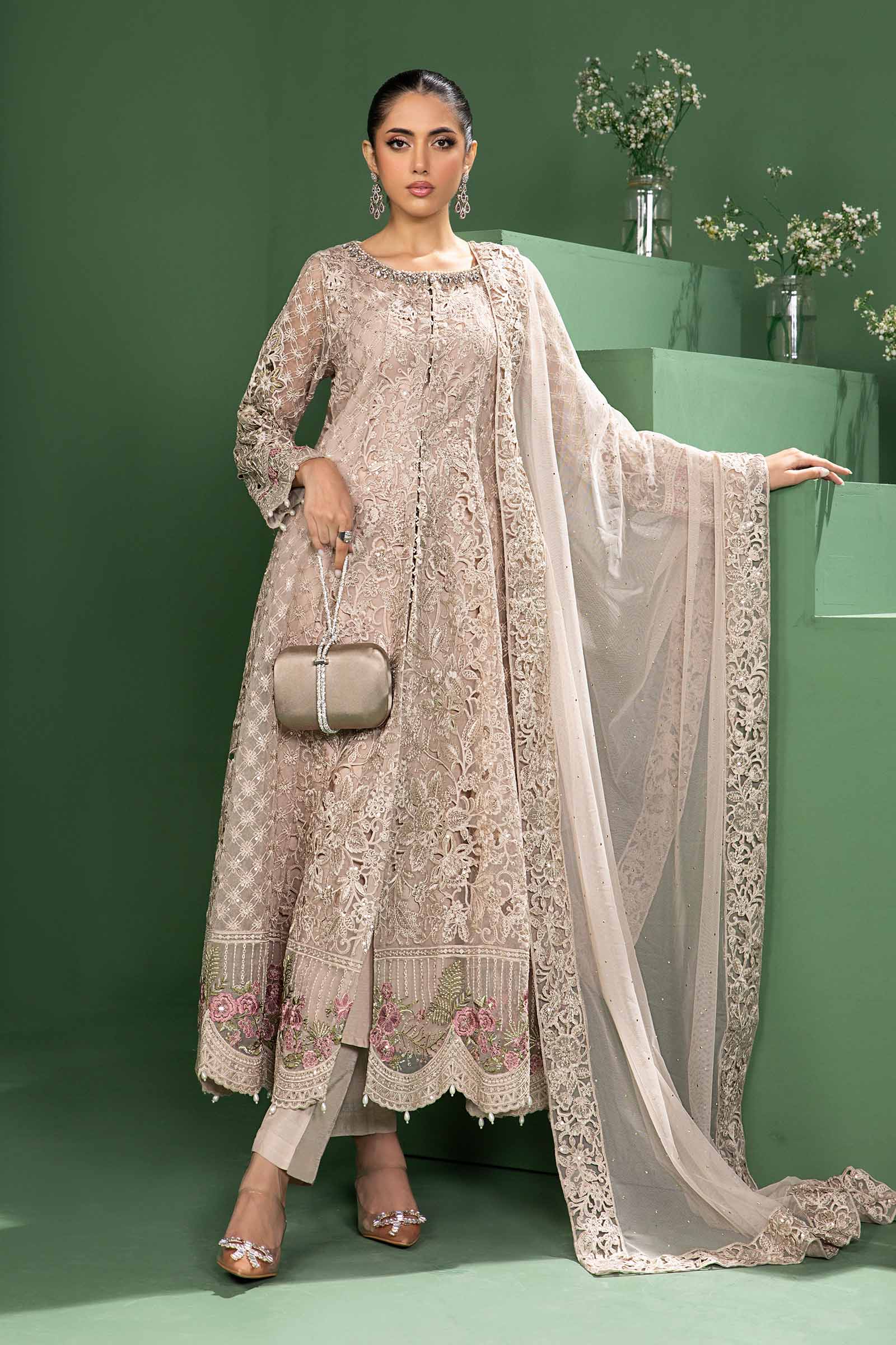 3 Piece Embroidered Organza Suit