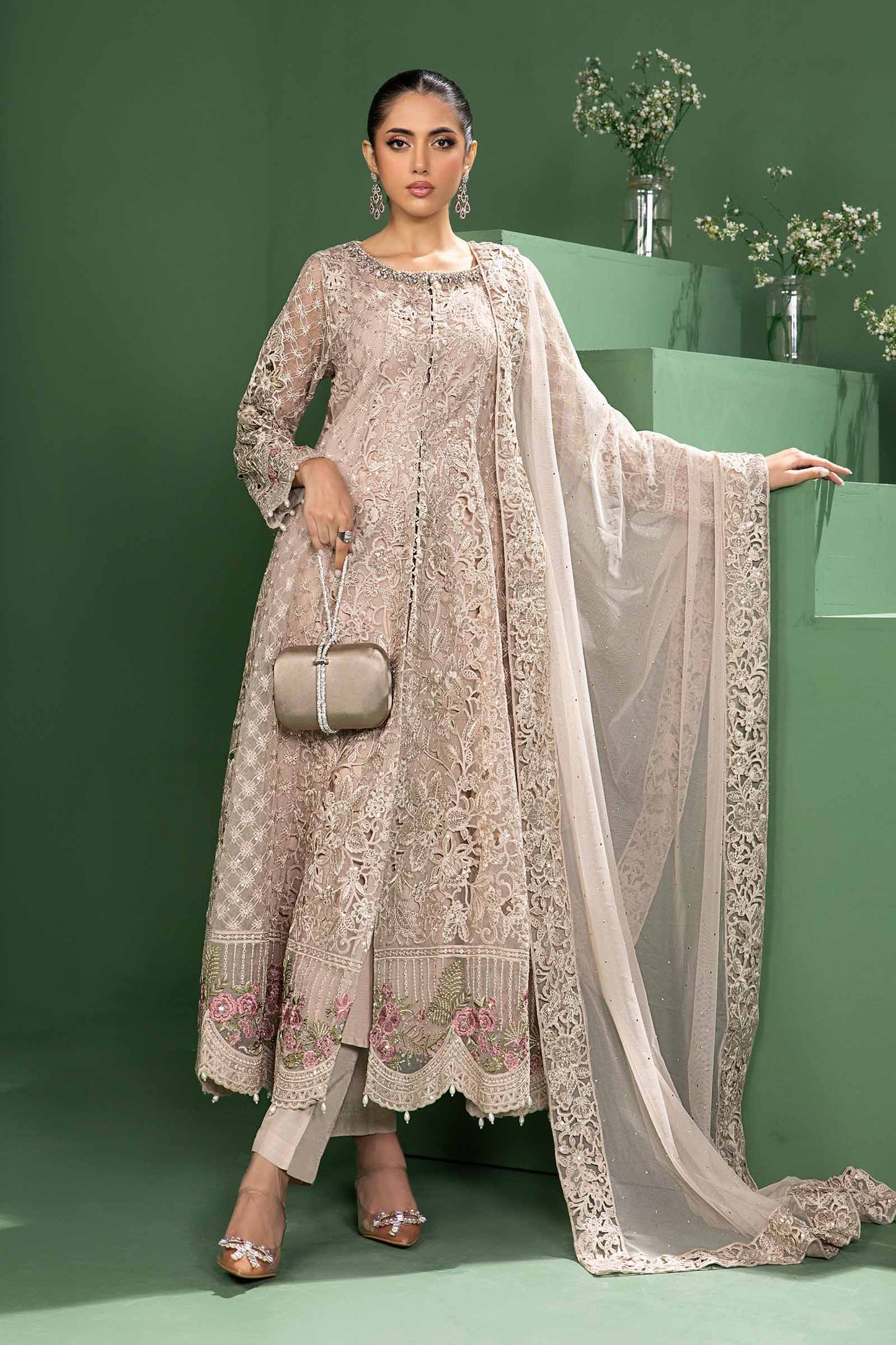 3 Piece Embroidered Organza Suit