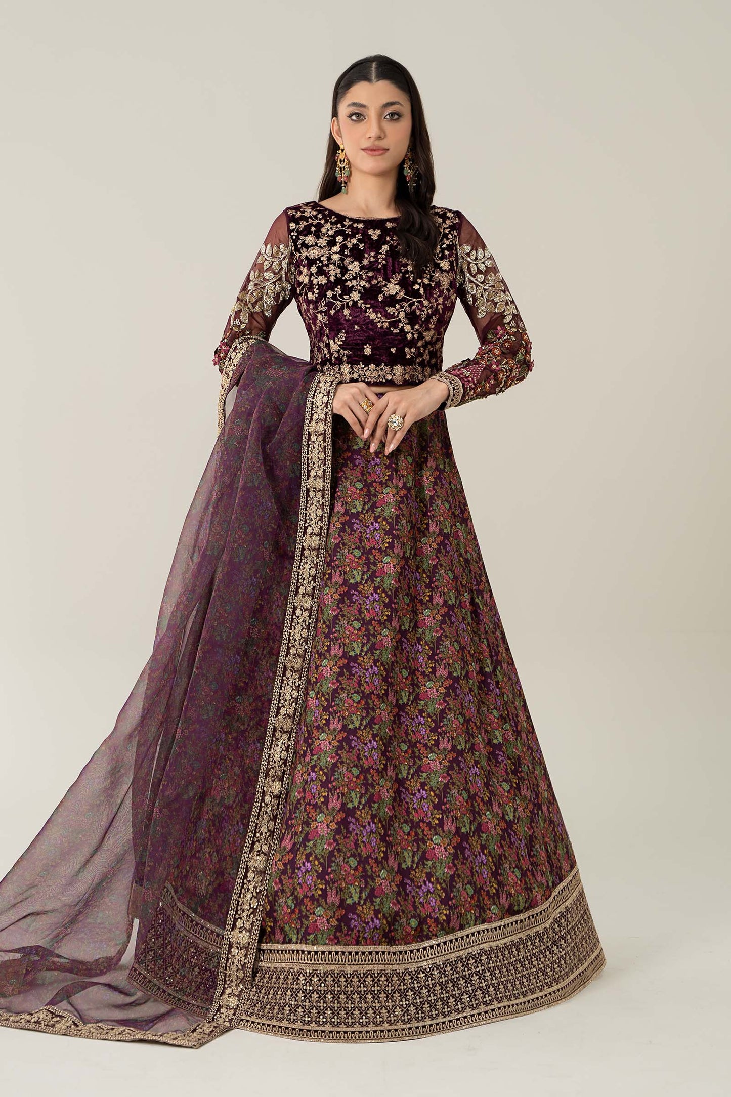 3 Piece Embroidered Velvet Suit