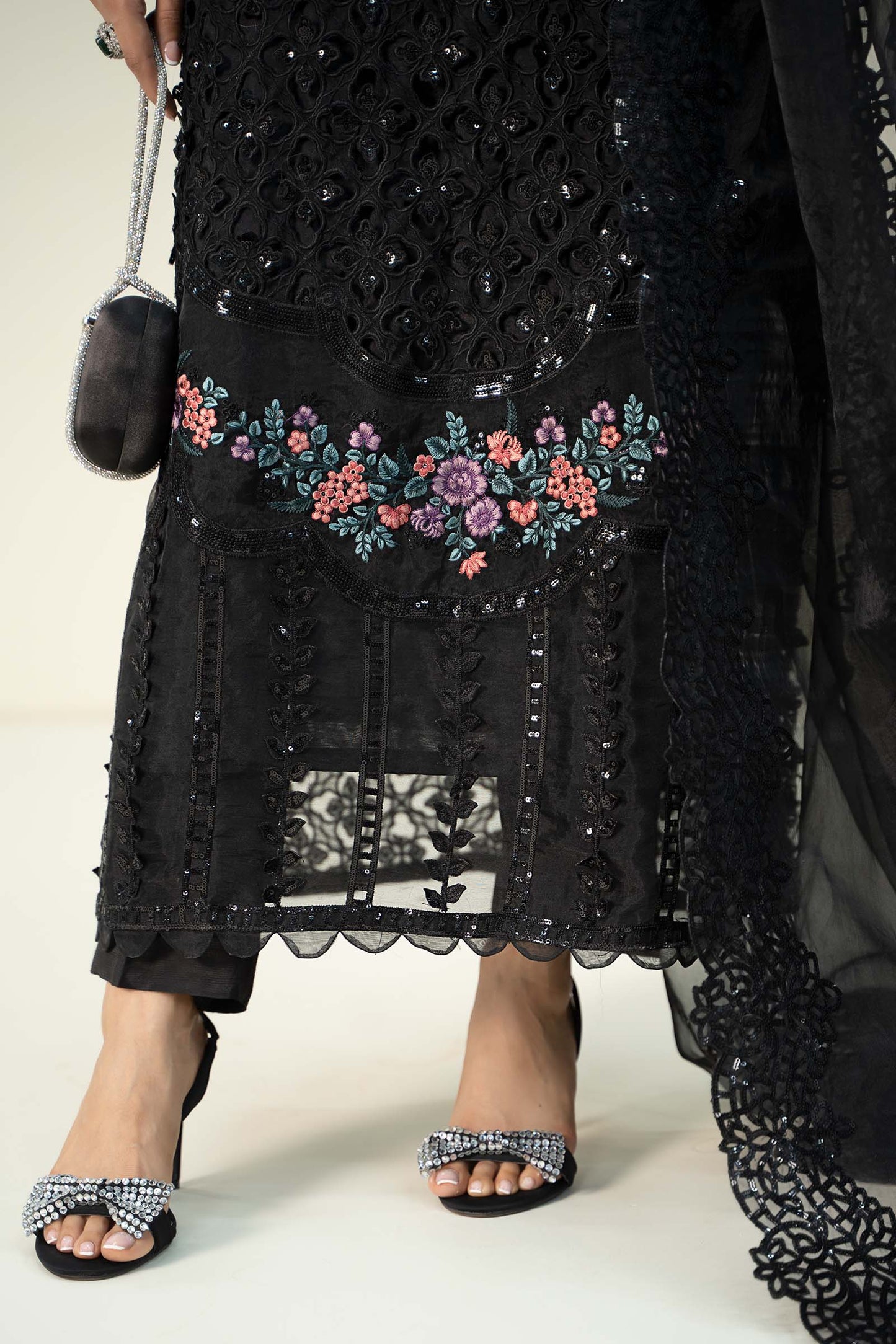 3 Piece Embroidered Organza Suit