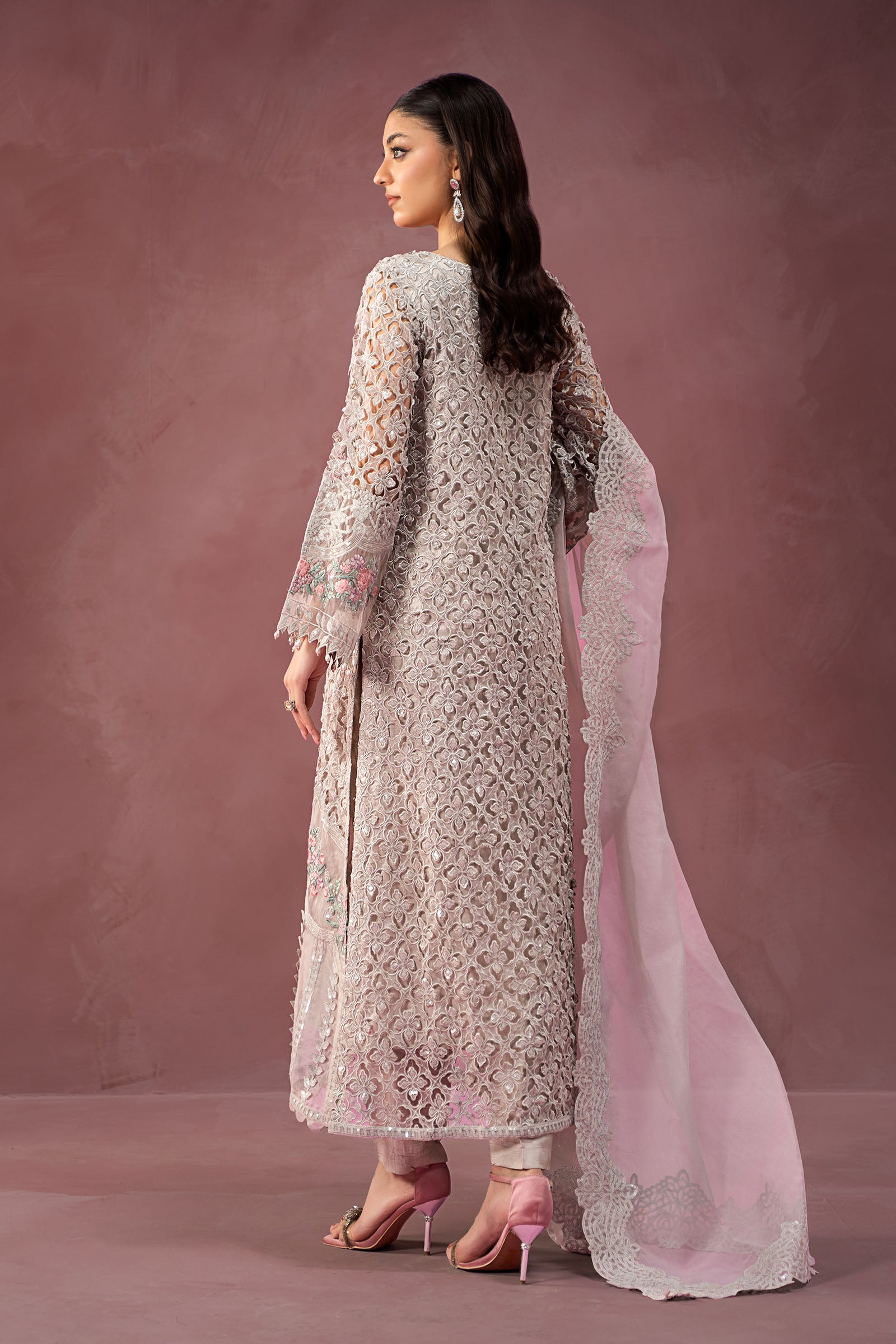 3 Piece Embroidered Organza Suit