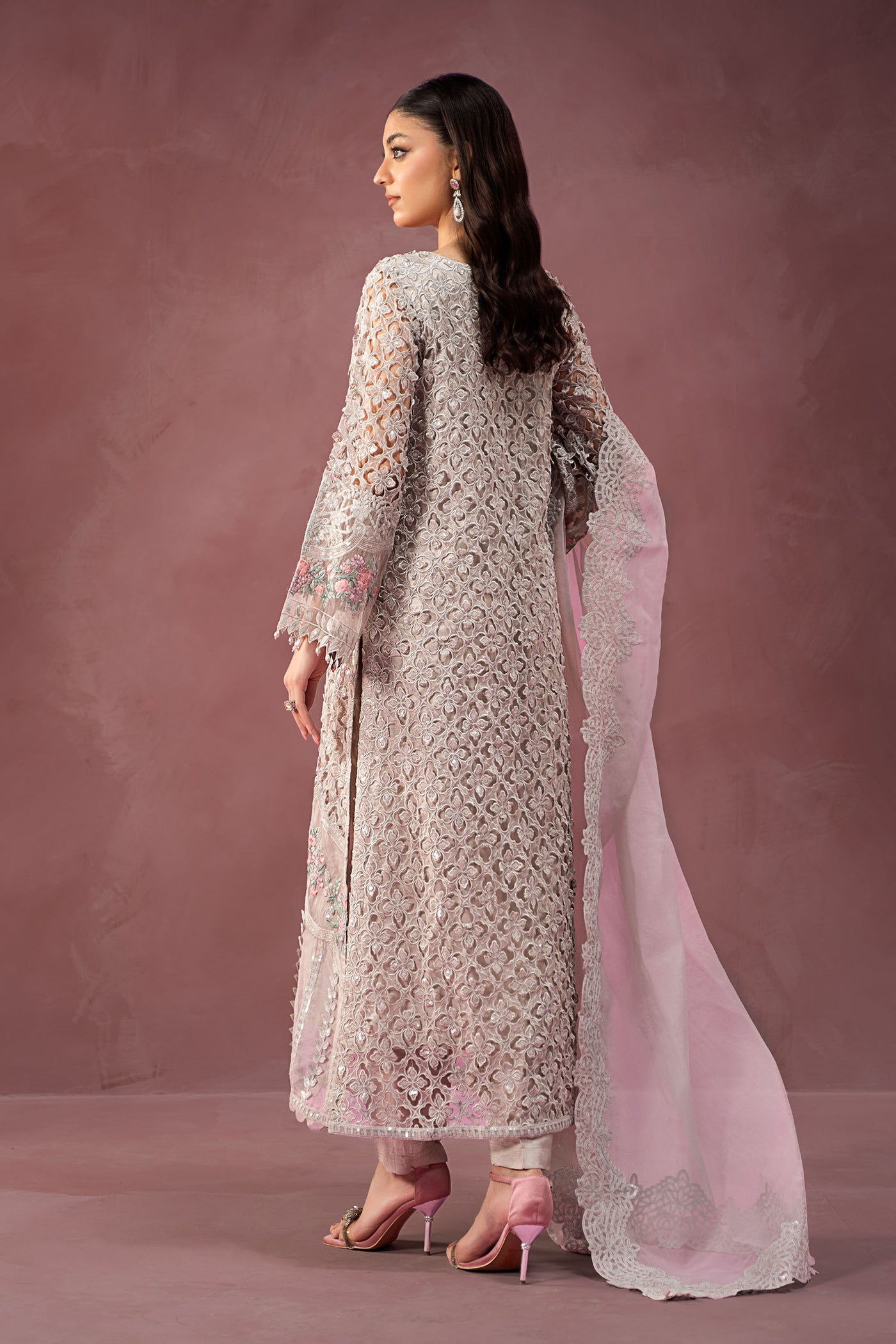 3 Piece Embroidered Organza Suit