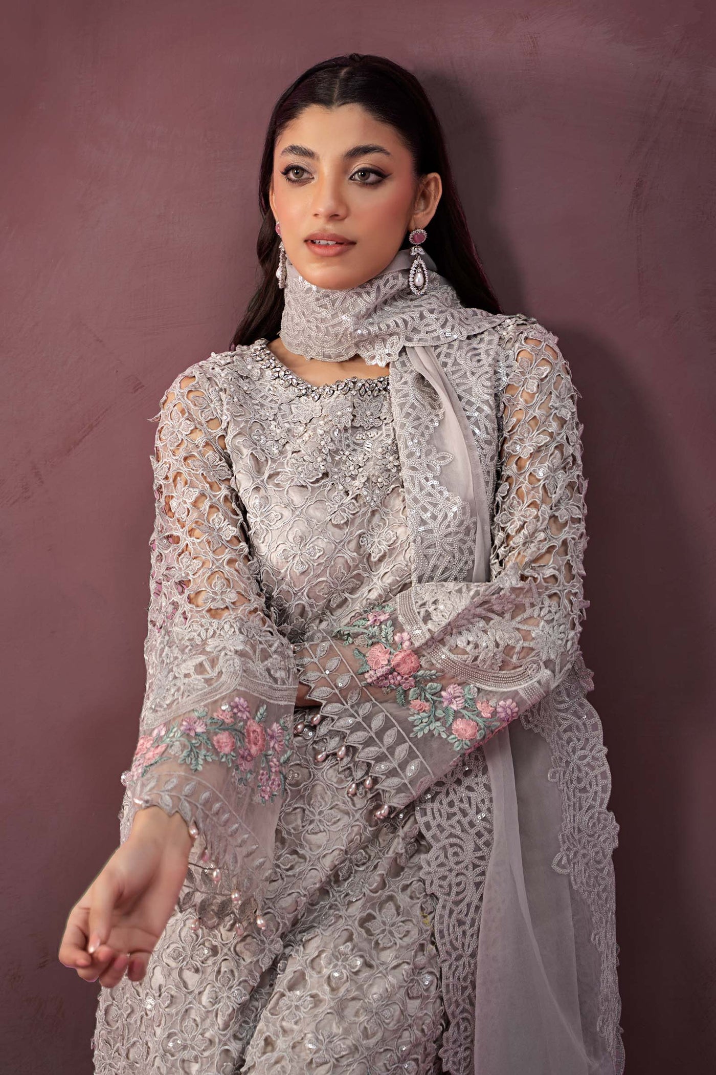 3 Piece Embroidered Organza Suit