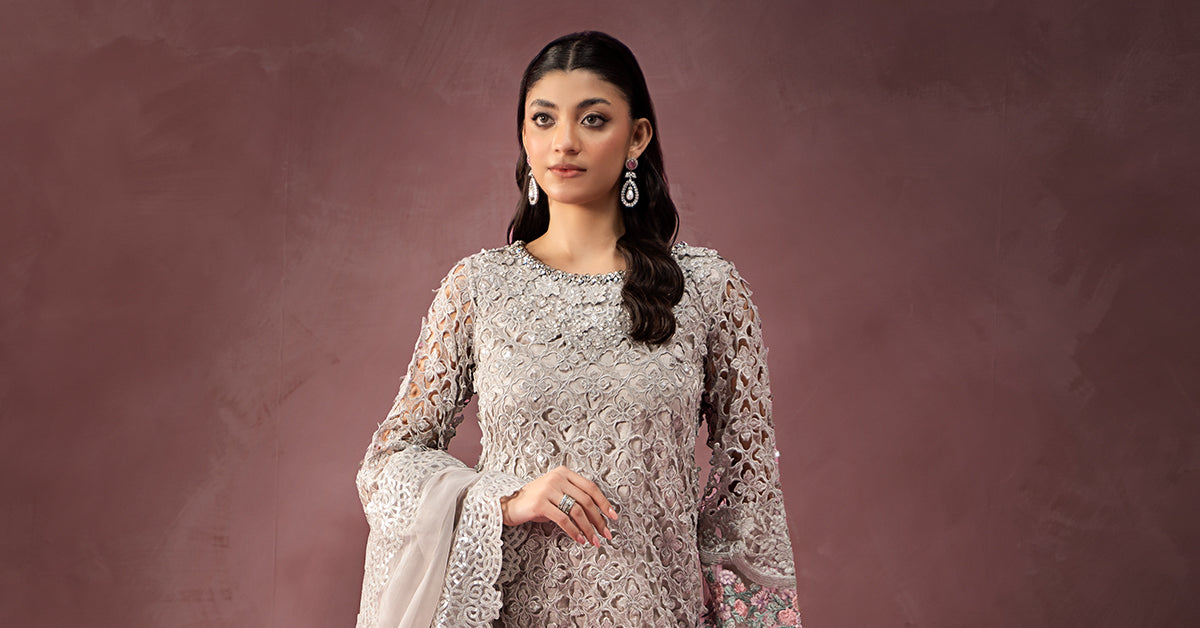 3 Piece Embroidered Organza Suit