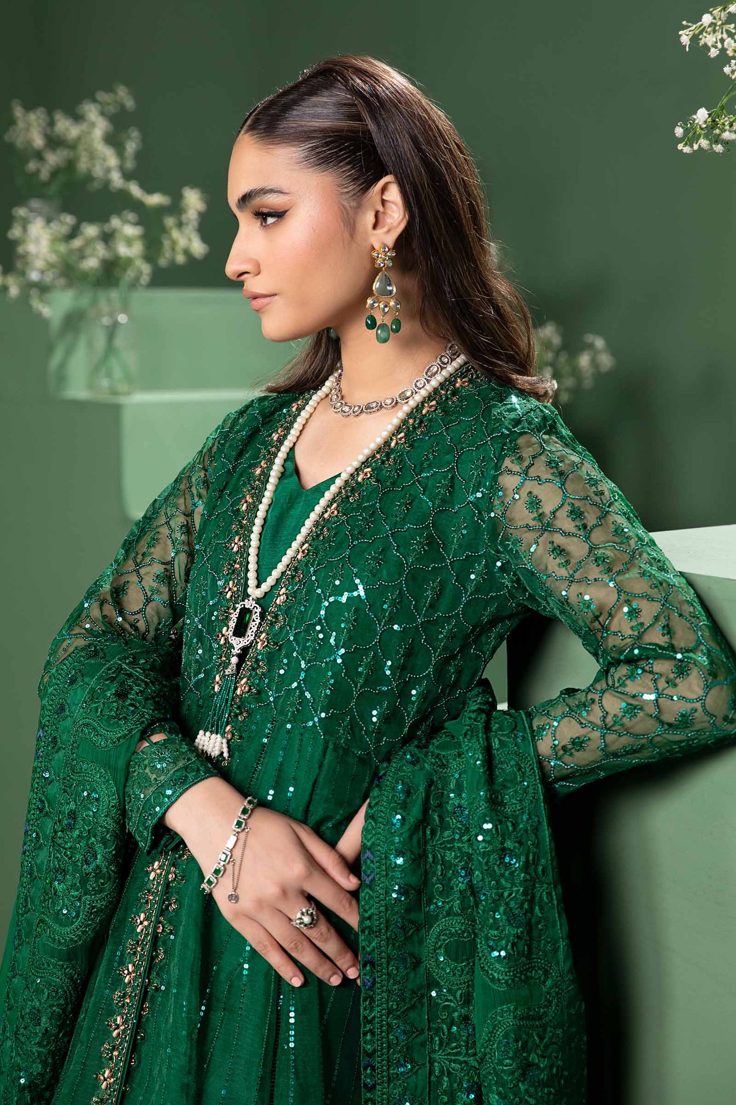 3 Piece Embroidered Organza Suit