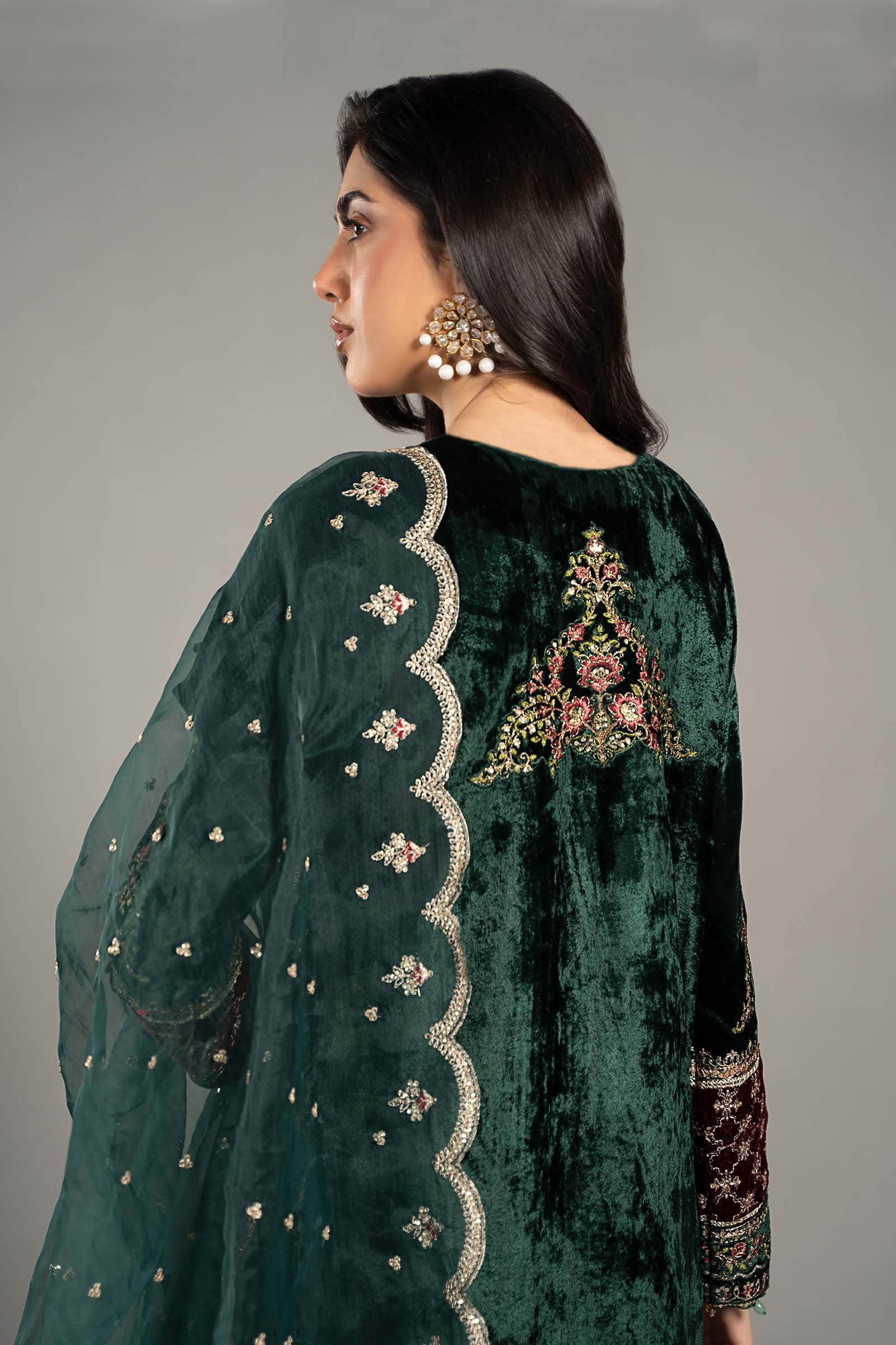 3 Piece Embroidered Velvet Suit