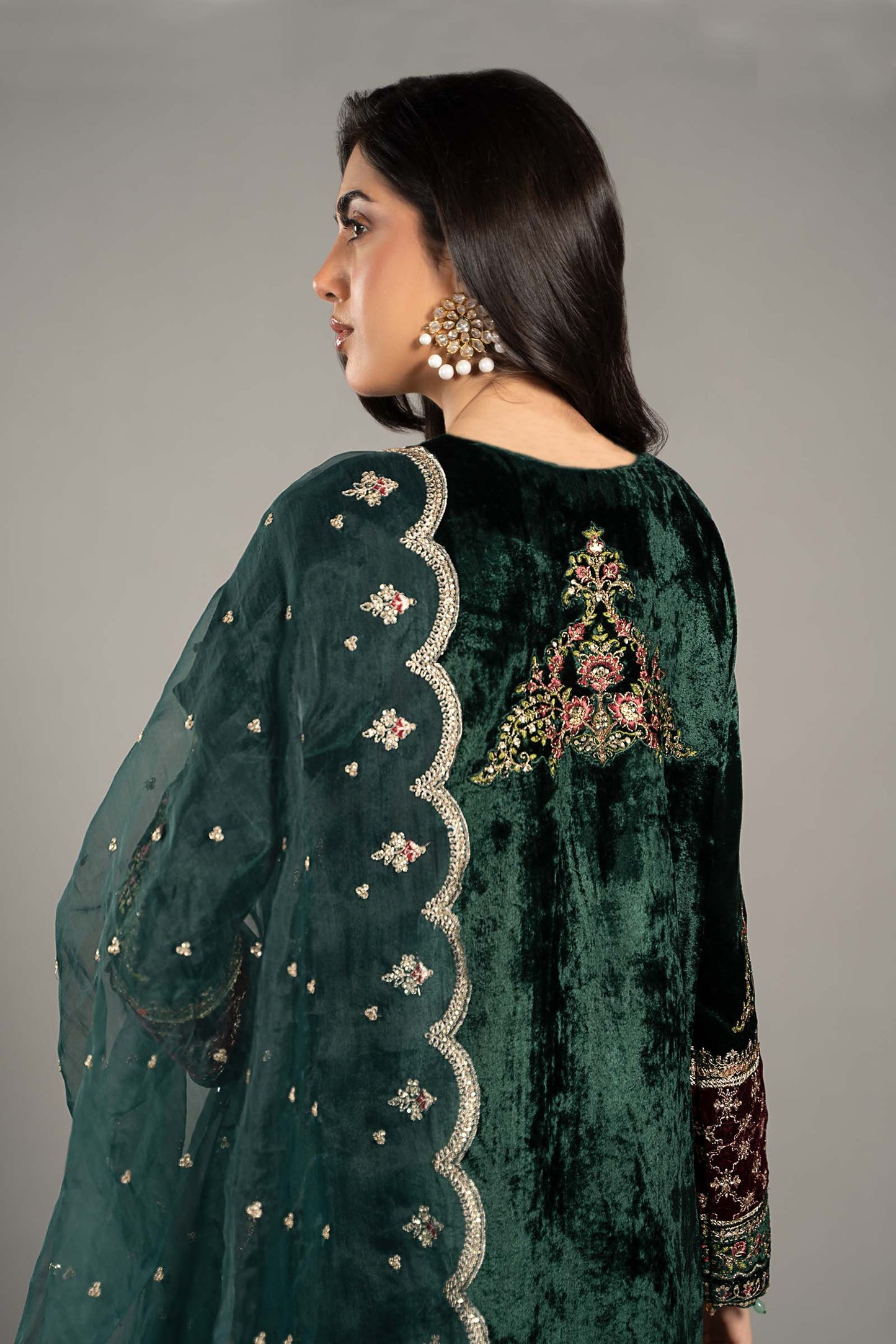 3 Piece Embroidered Velvet Suit