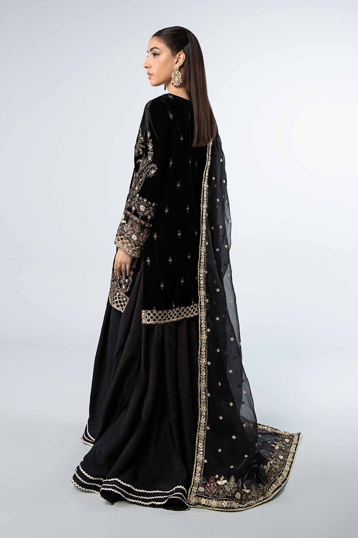 3 Piece Embroidered Velvet Suit | Sf-W25-68