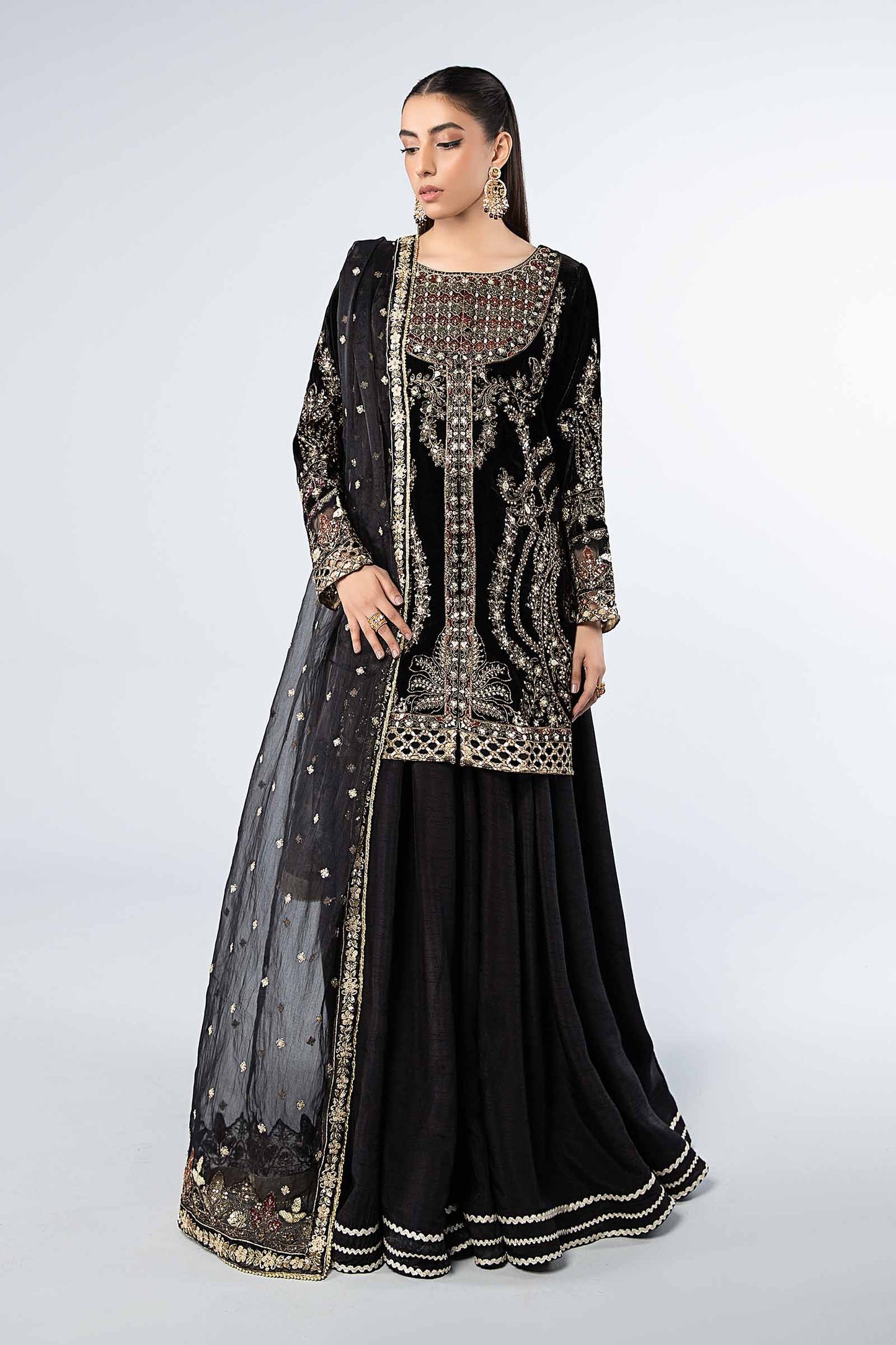 3 Piece Embroidered Velvet Suit