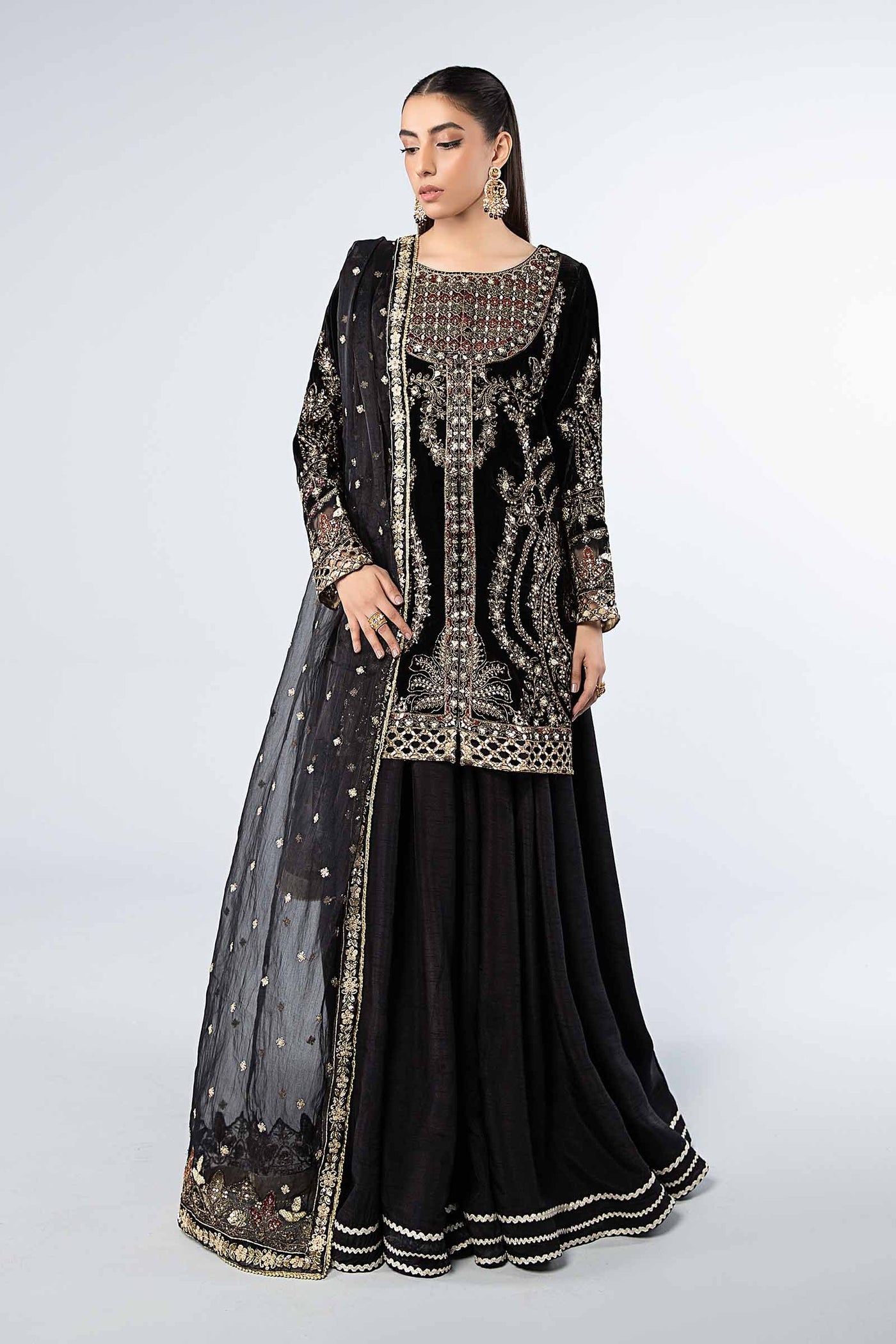 3 Piece Embroidered Velvet Suit | SF-W24-87