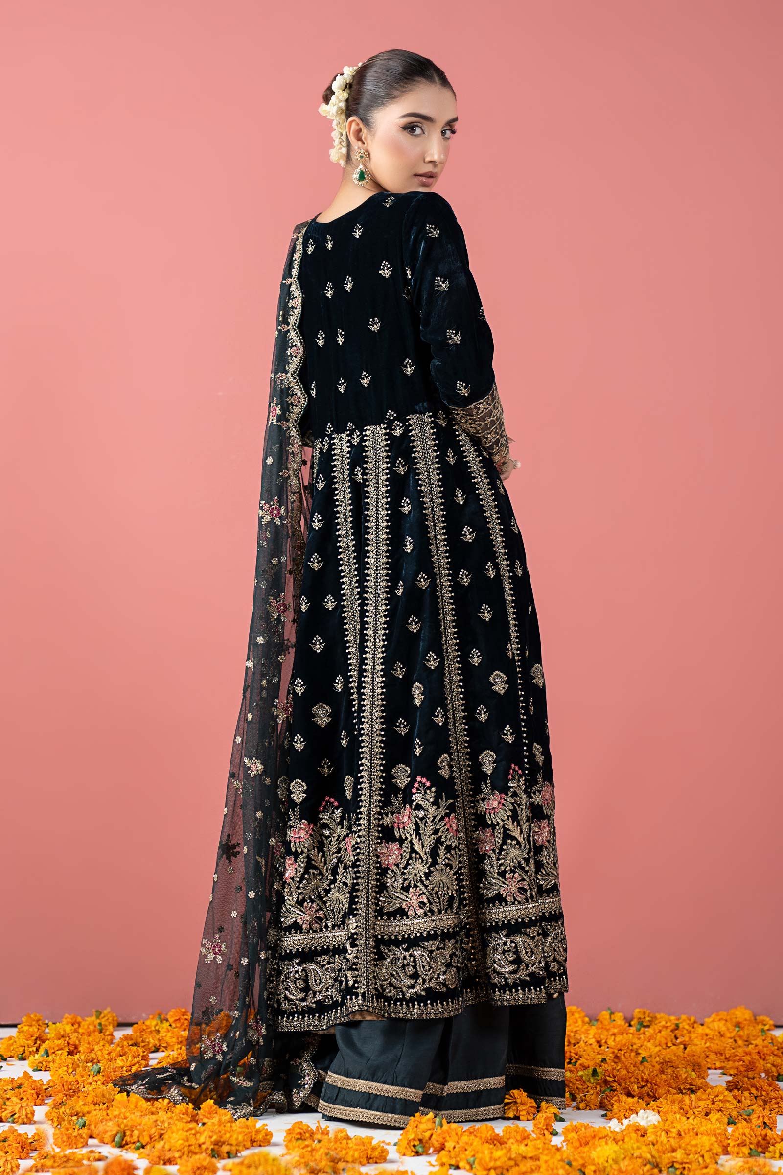 3 Piece Embroidered Velvet Suit