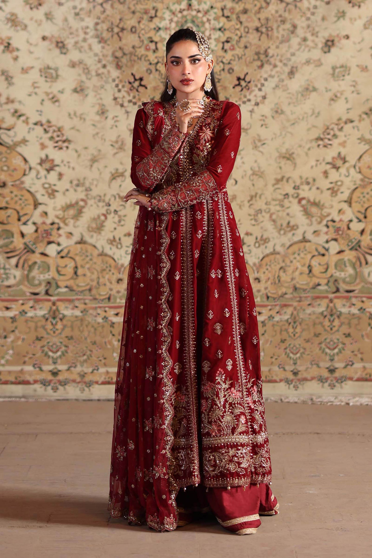 3 Piece Embroidered Velvet Suit