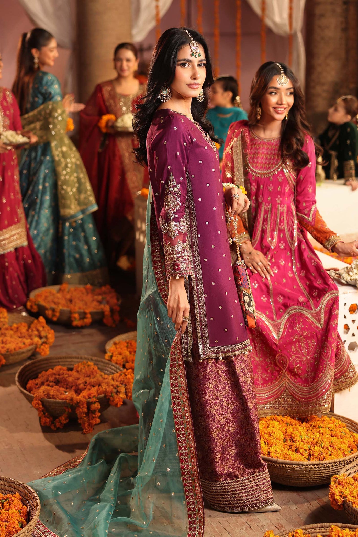 3 Piece Embroidered Raw Silk Suit