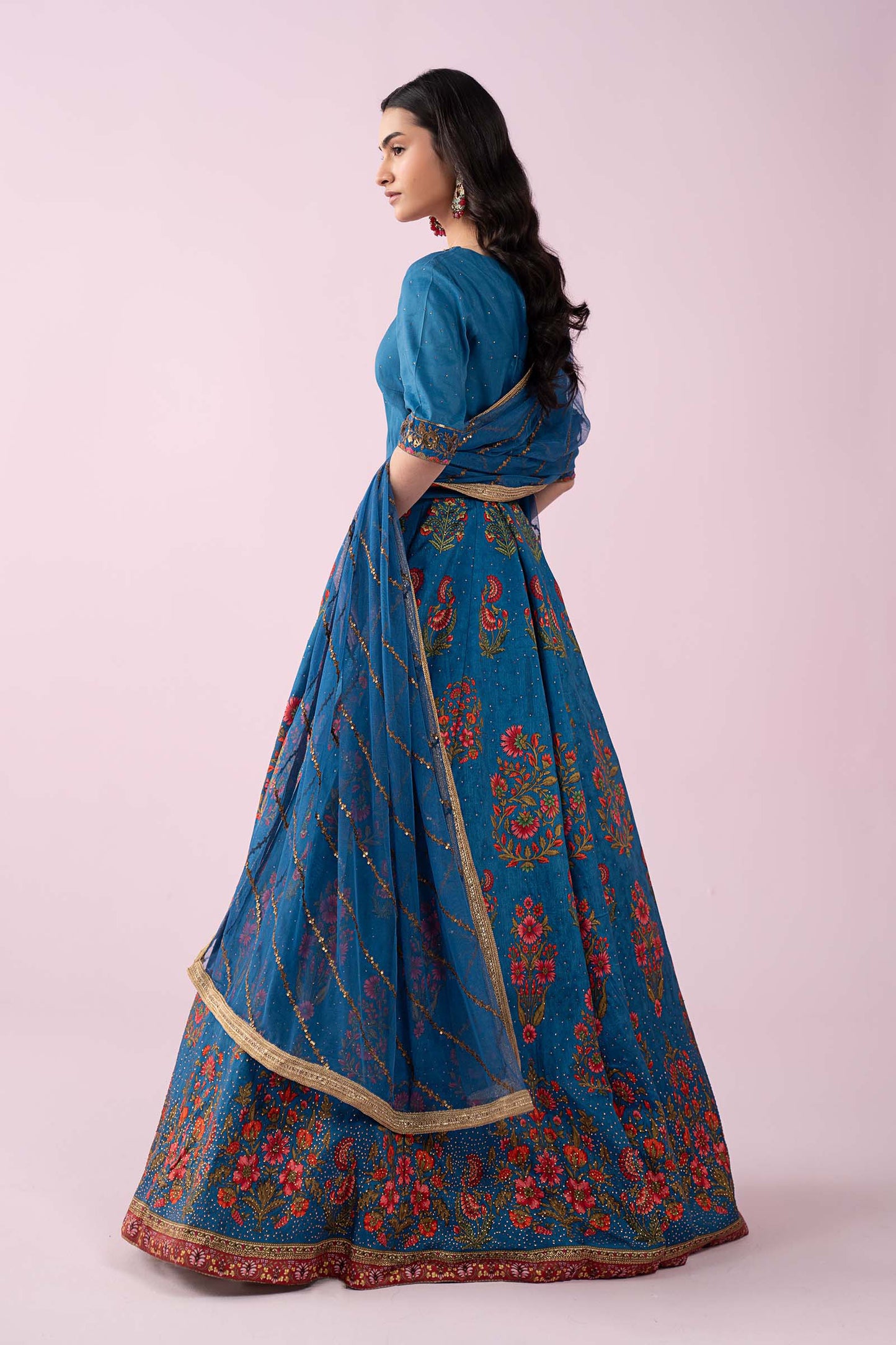 3 Piece Embroidered Raw Silk Suit