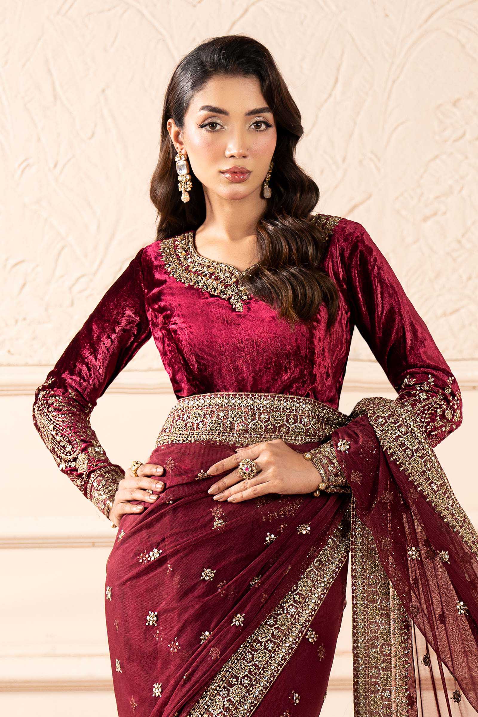 Embroidered Net Saree