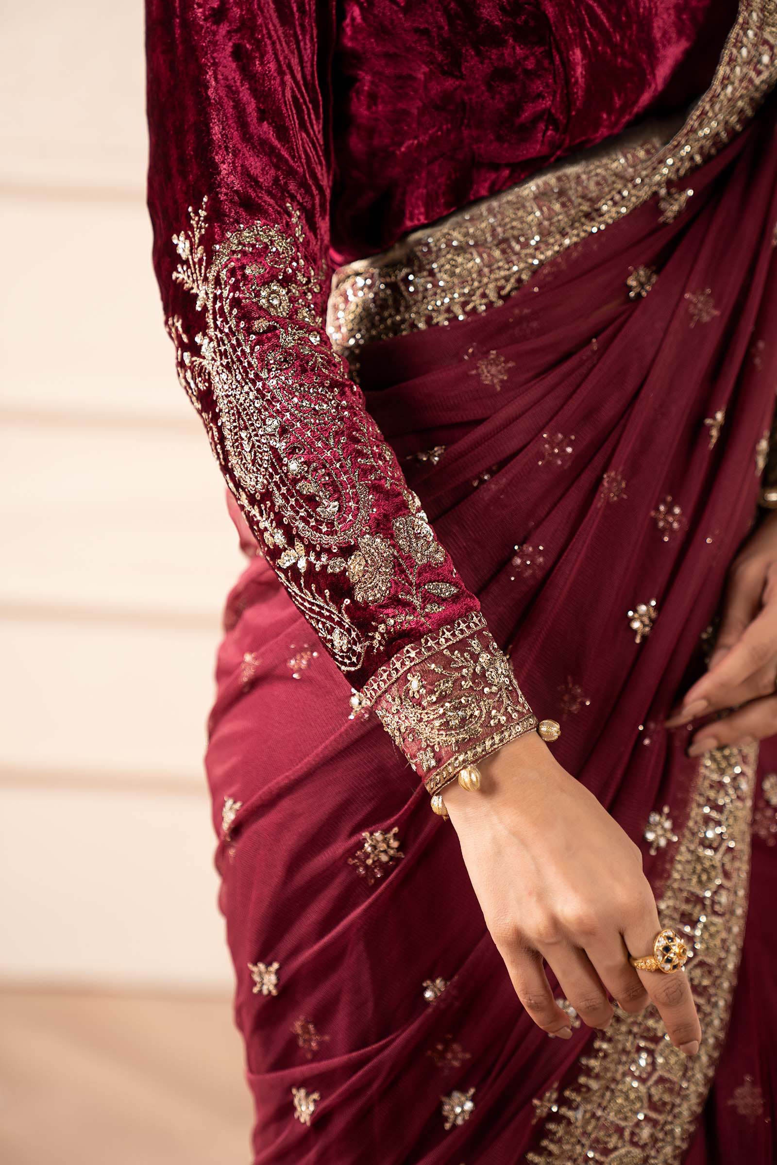 Embroidered Net Saree