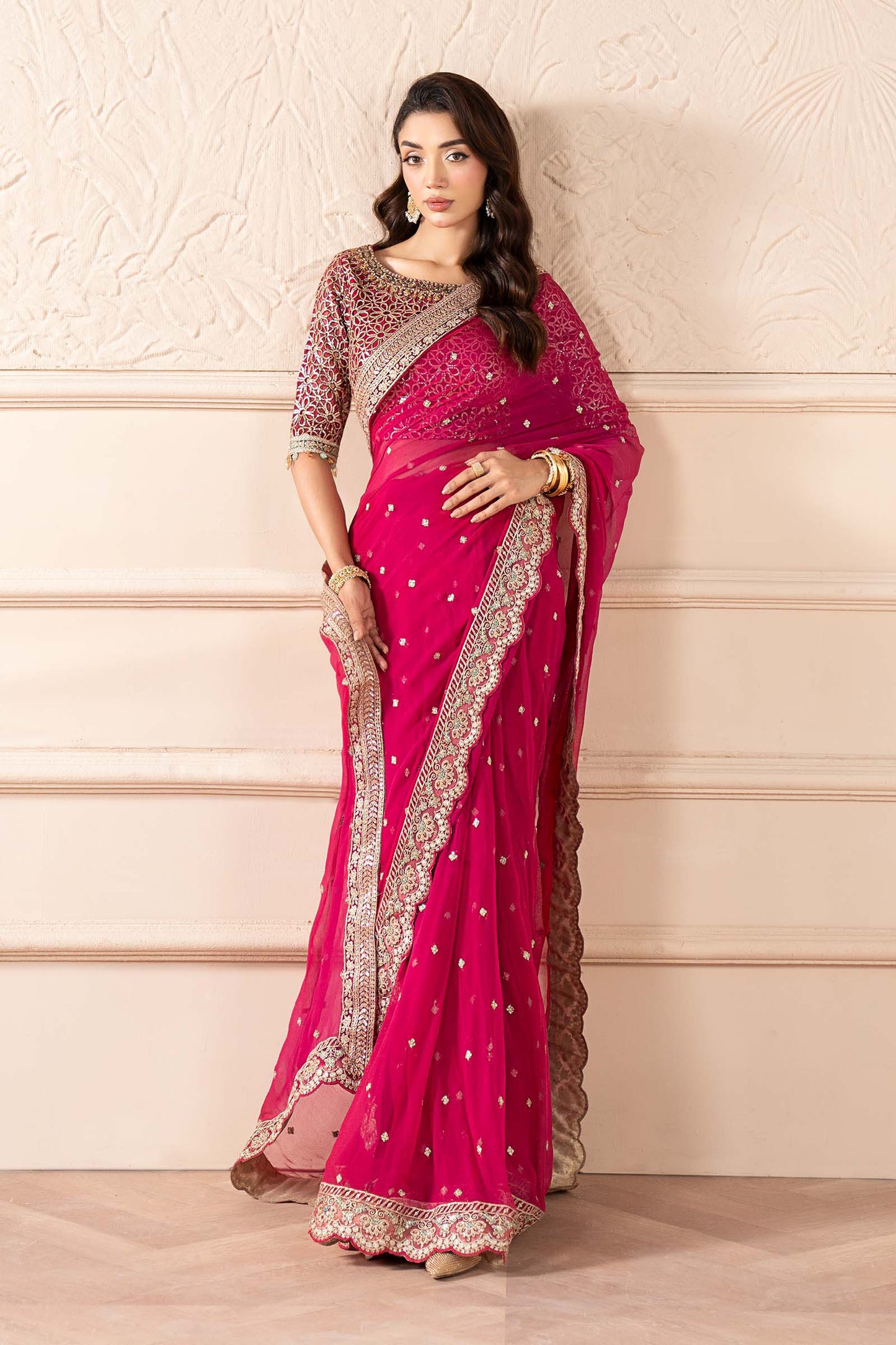 Embroidered Chiffon Saree