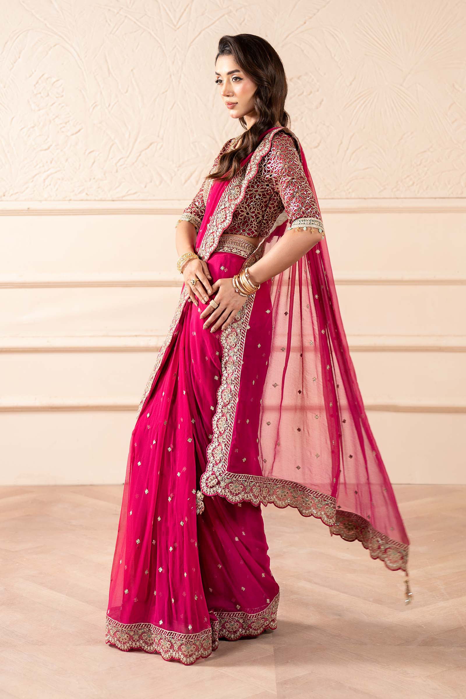 Embroidered Chiffon Saree