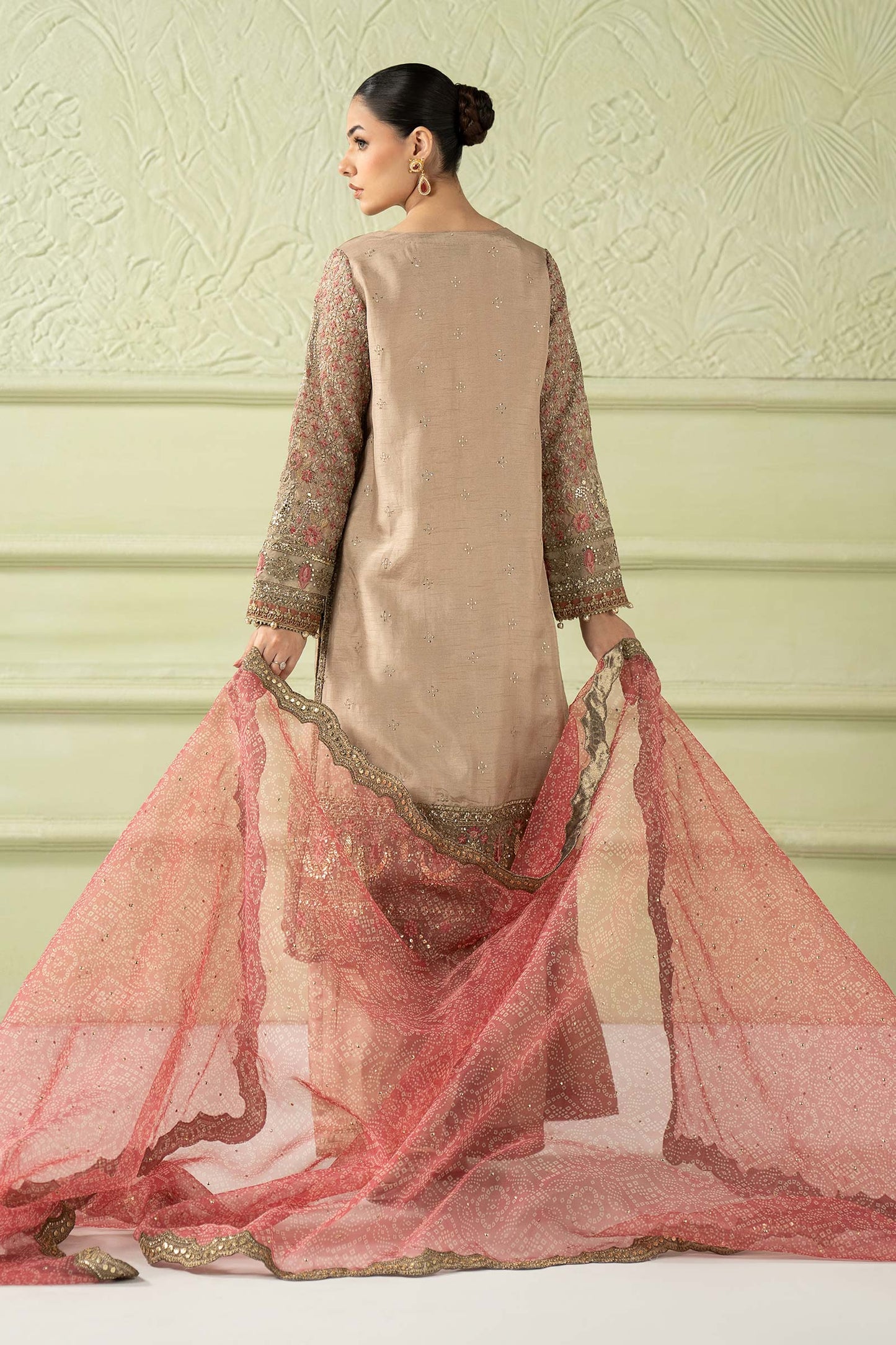 3 Piece Embroidered Raw Silk Suit