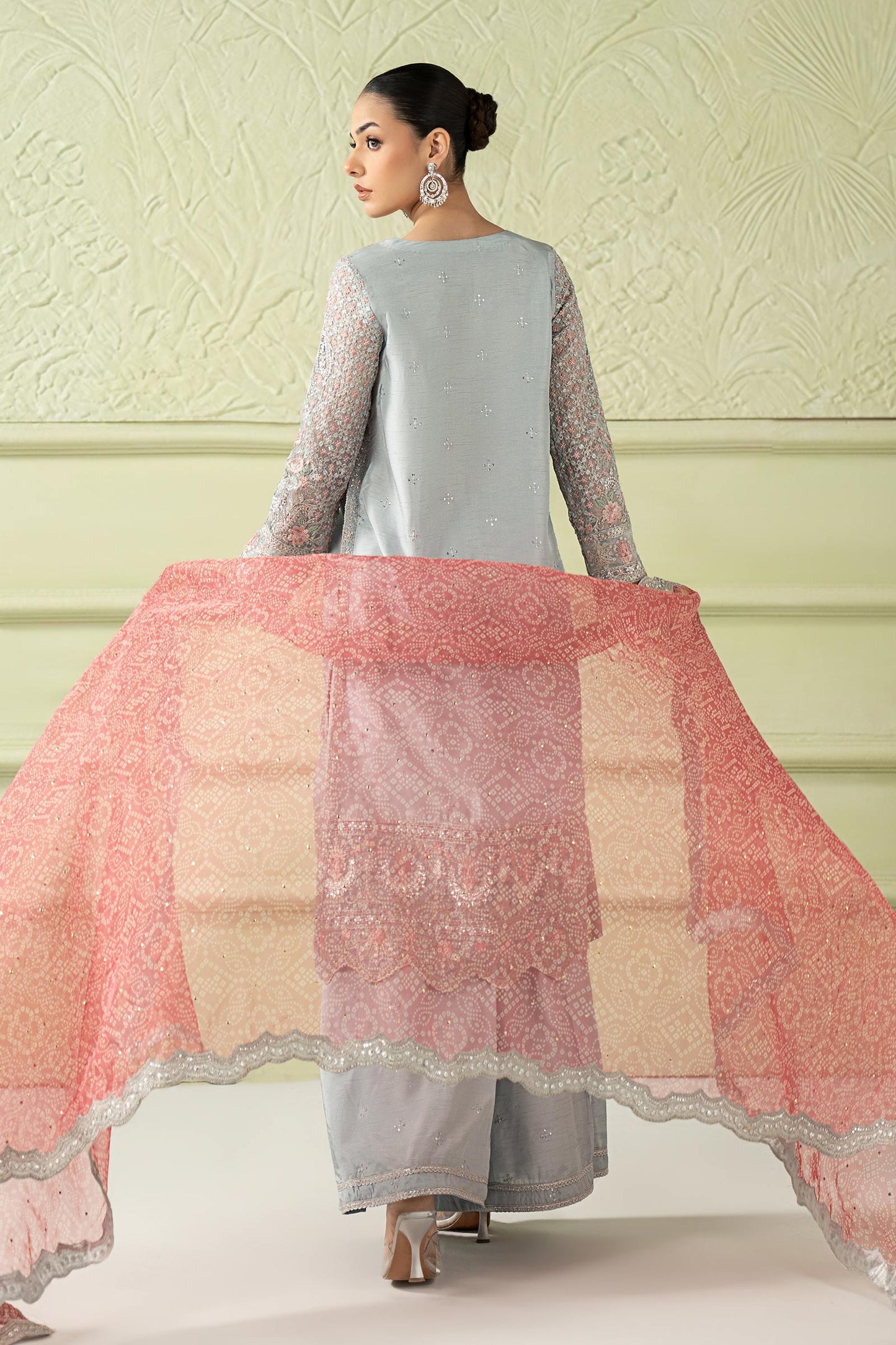 3 Piece Embroidered Raw Silk Suit