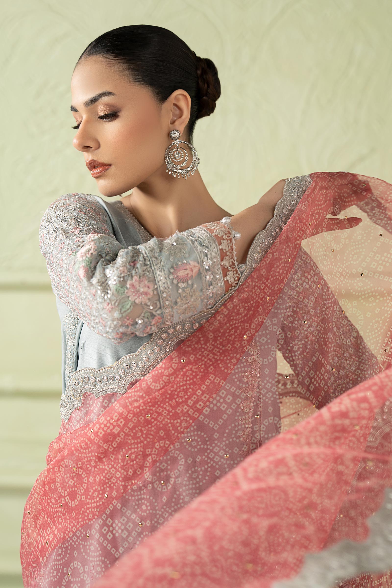 3 Piece Embroidered Raw Silk Suit
