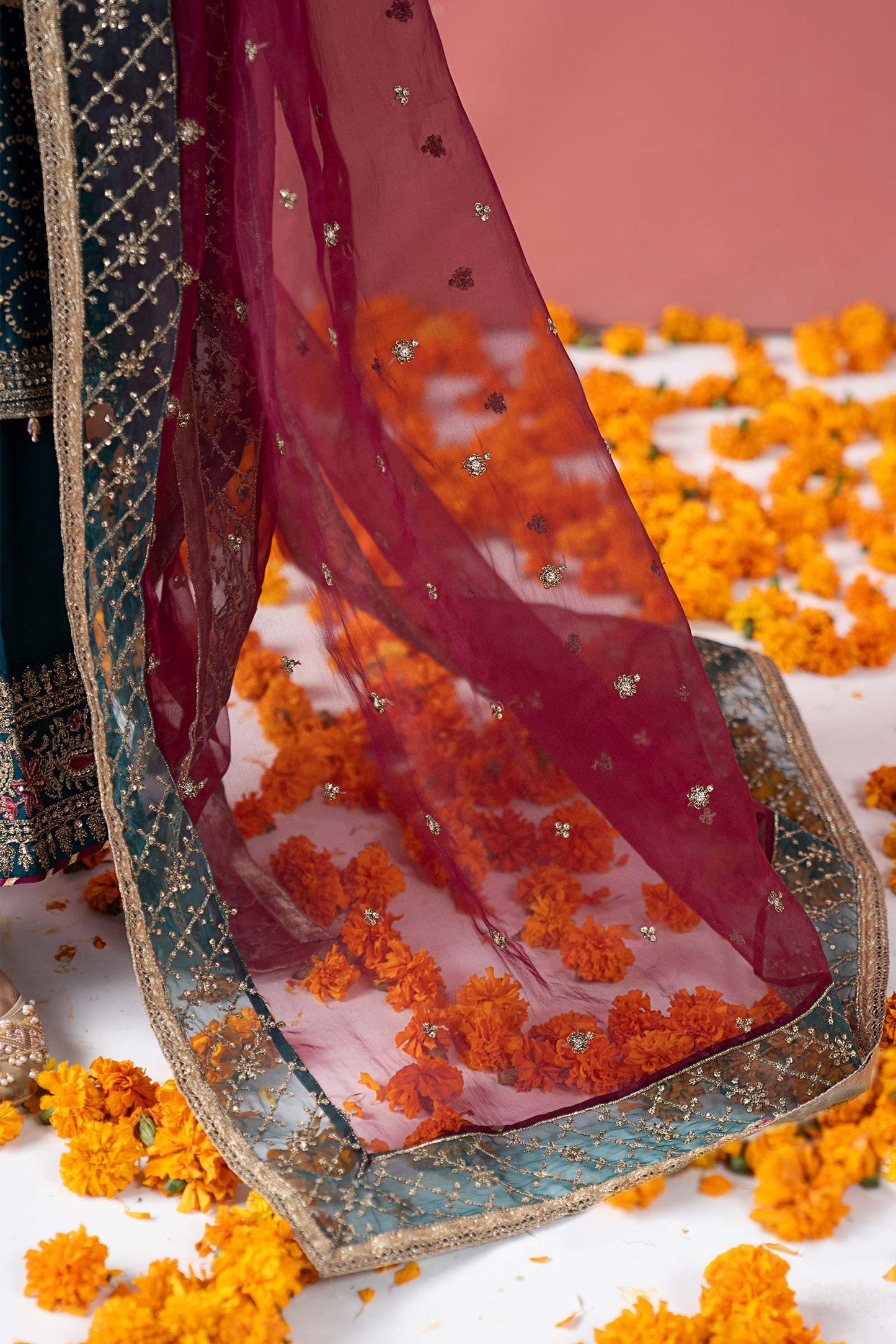 3 Piece Embroidered Raw Silk Suit