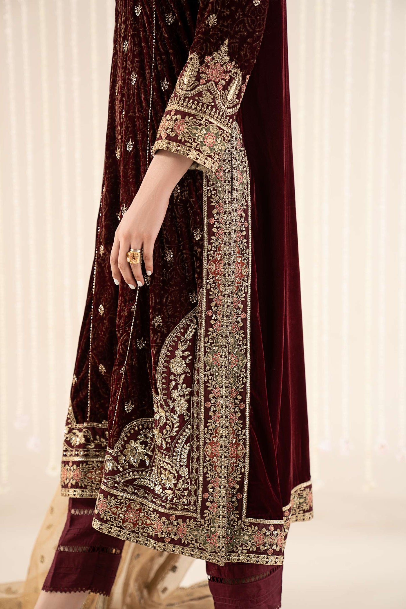 3 Piece Embroidered Velvet Suit