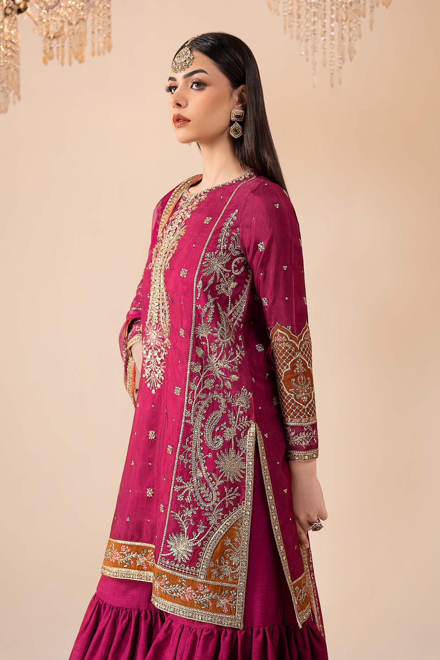 3 Piece Embroidered Raw Silk Suit
