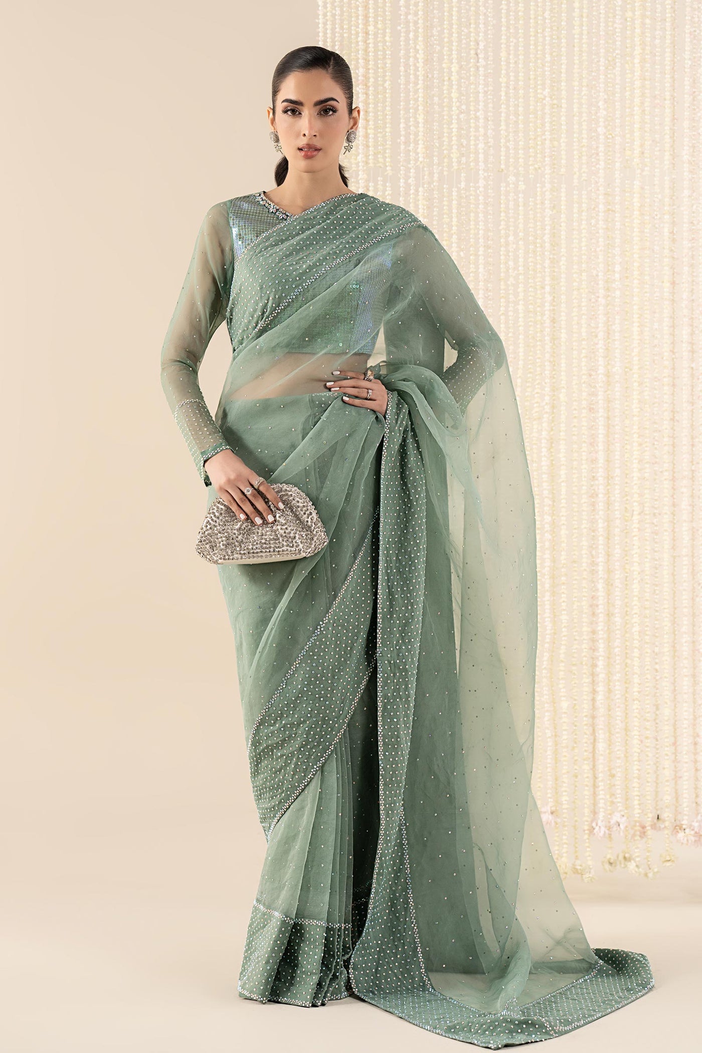 Embroidered Net Saree