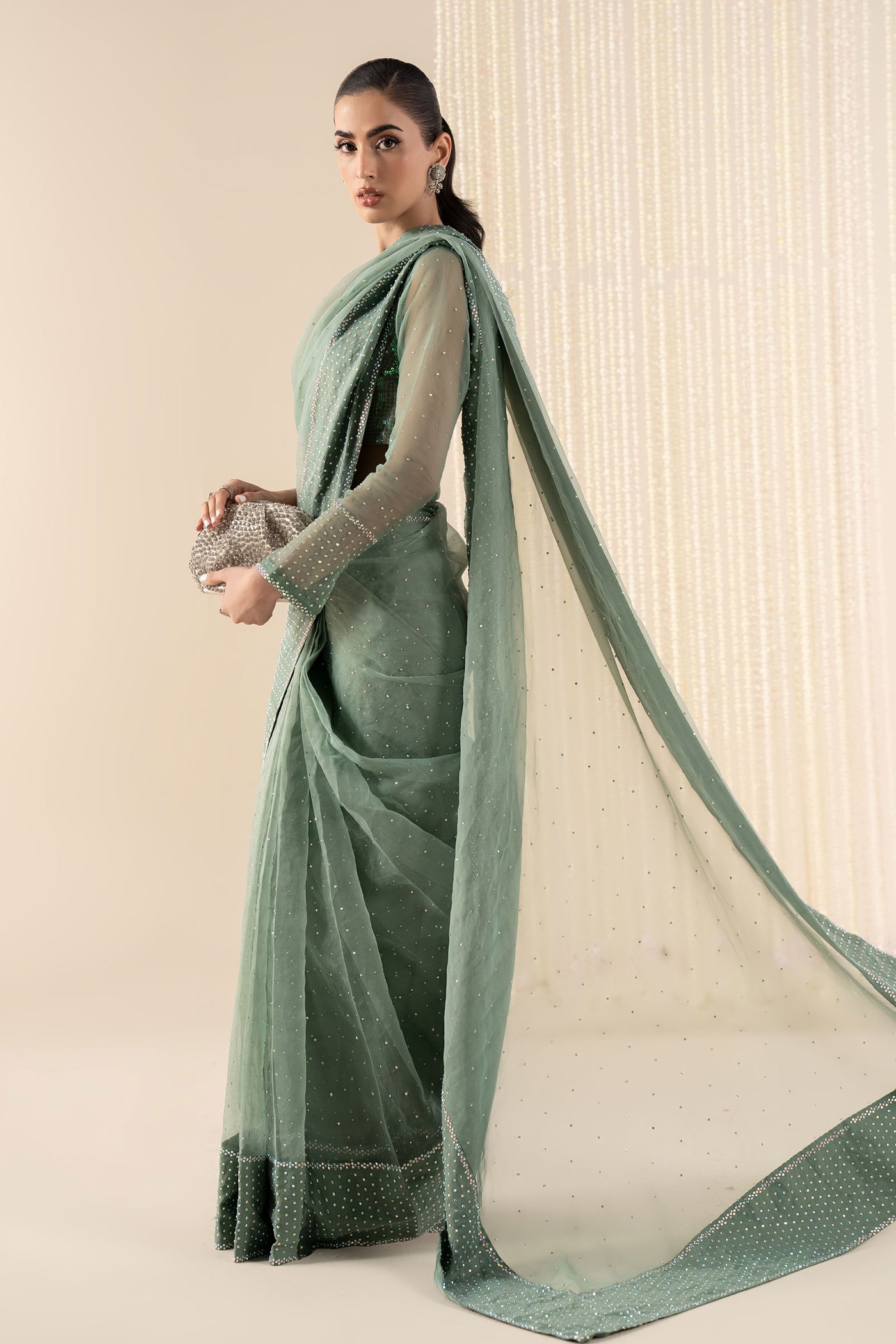 Embroidered Net Saree