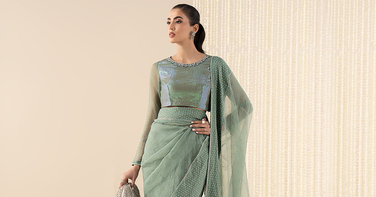 Embroidered Net Saree