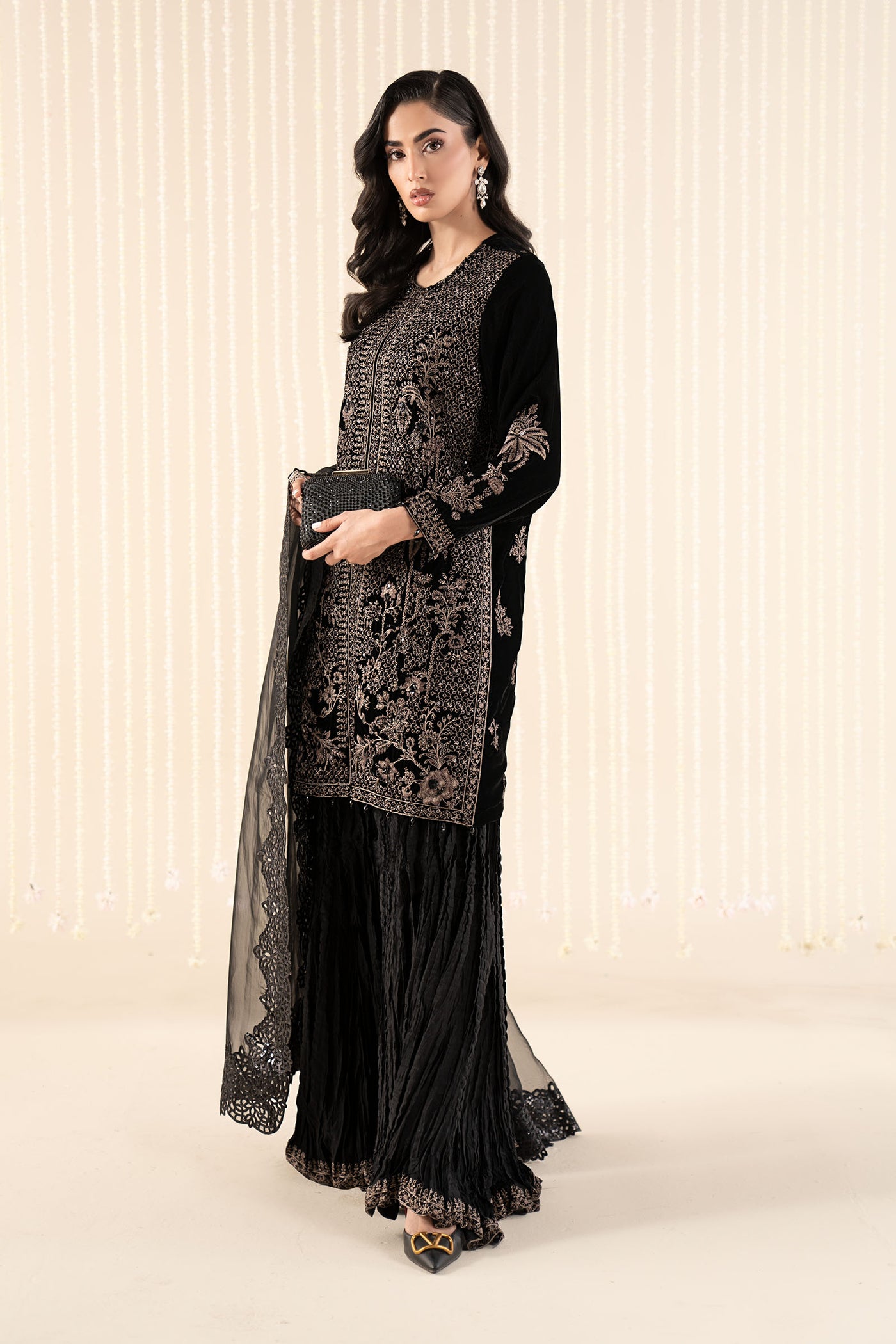 3 Piece Embroidered Velvet Suit