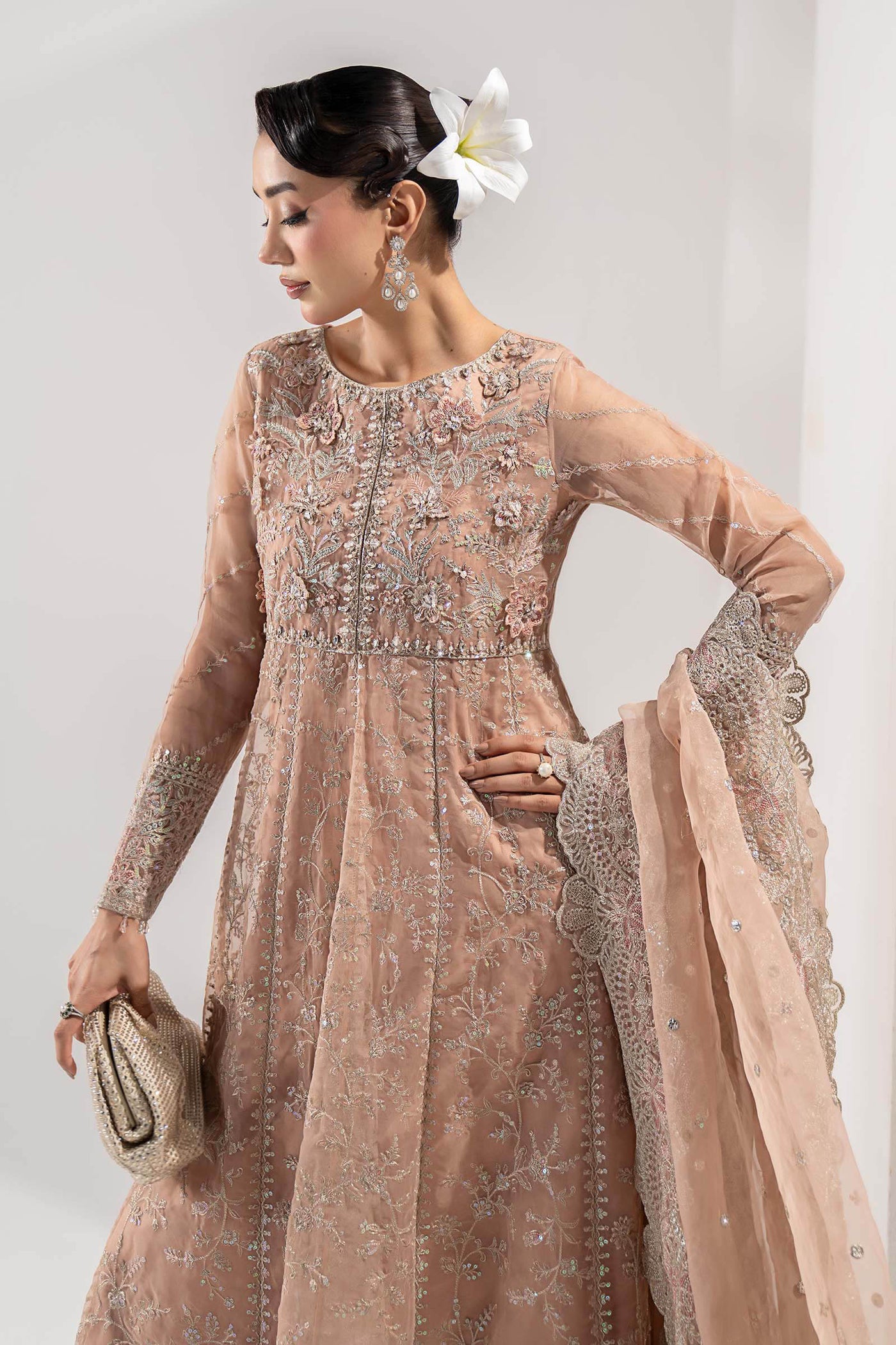3 Piece Embroidered Organza Suit