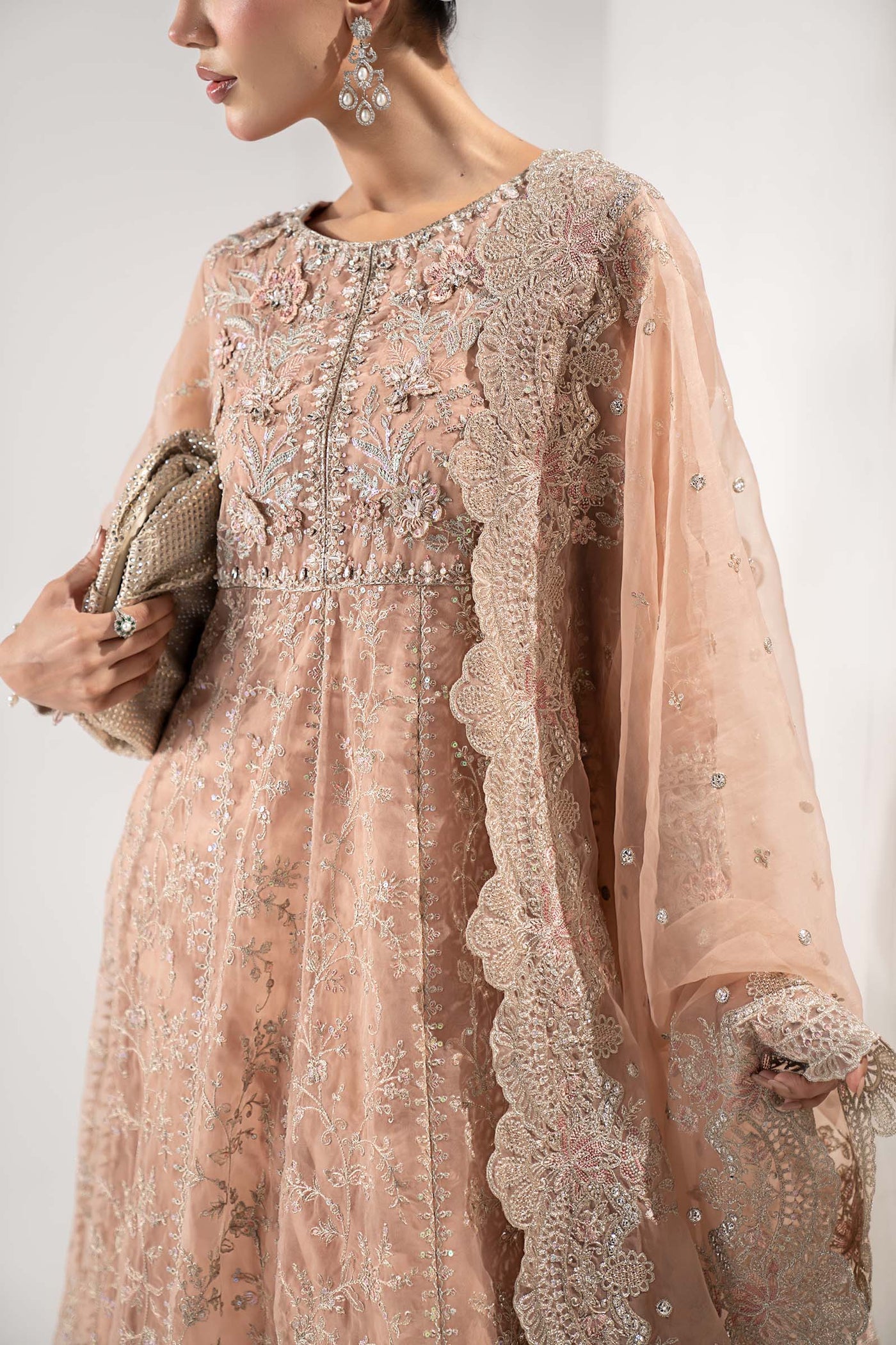 3 Piece Embroidered Organza Suit