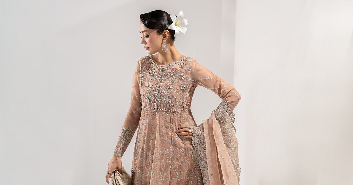 3 Piece Embroidered Organza Suit