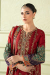 3 Piece Embroidered Raw Silk Suit