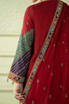 3 Piece Embroidered Raw Silk Suit