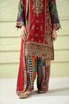 3 Piece Embroidered Raw Silk Suit