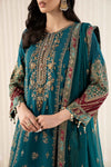 3 Piece Embroidered Raw Silk Suit
